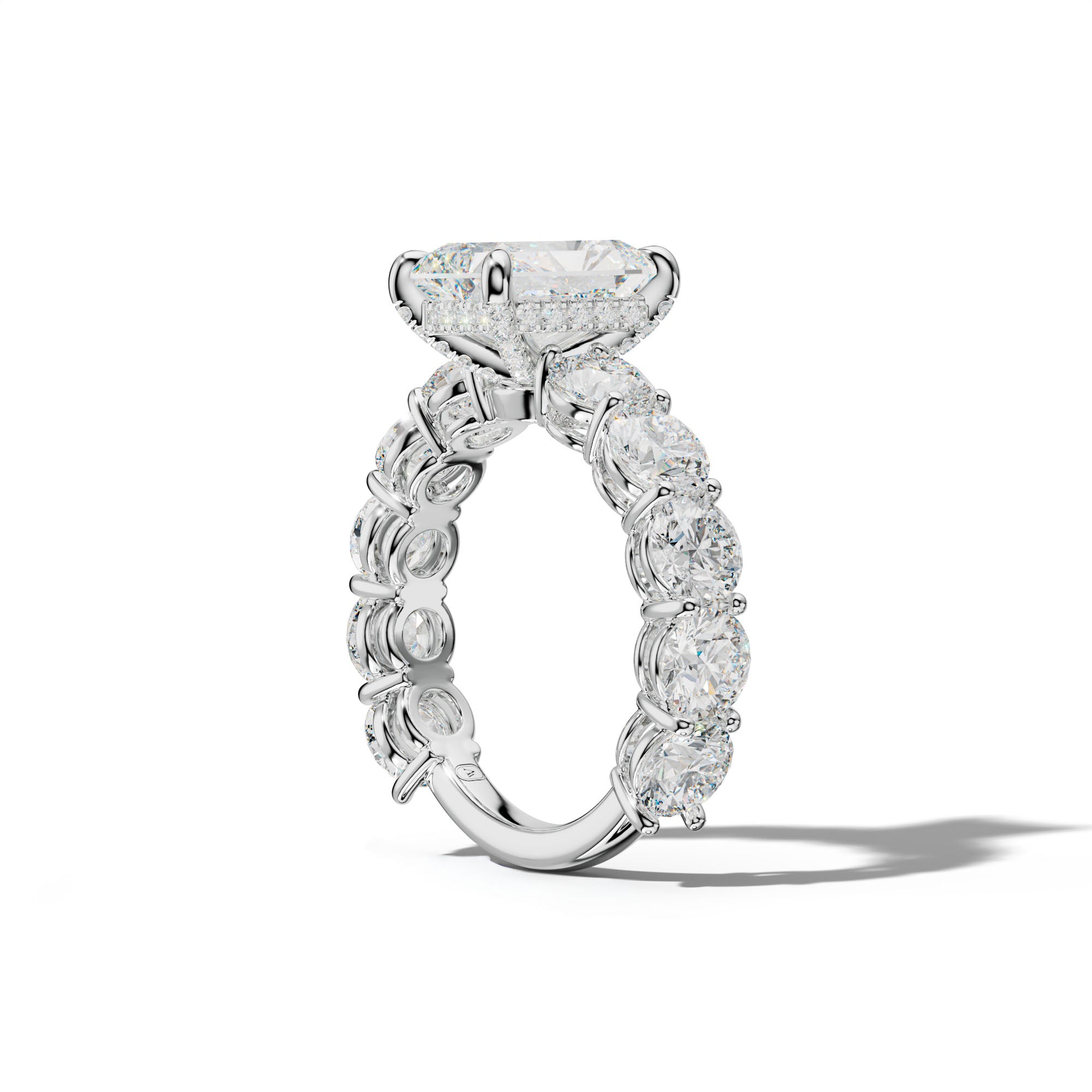 Johanna Radiant Diamond Engagement Ring With Round Side Stones