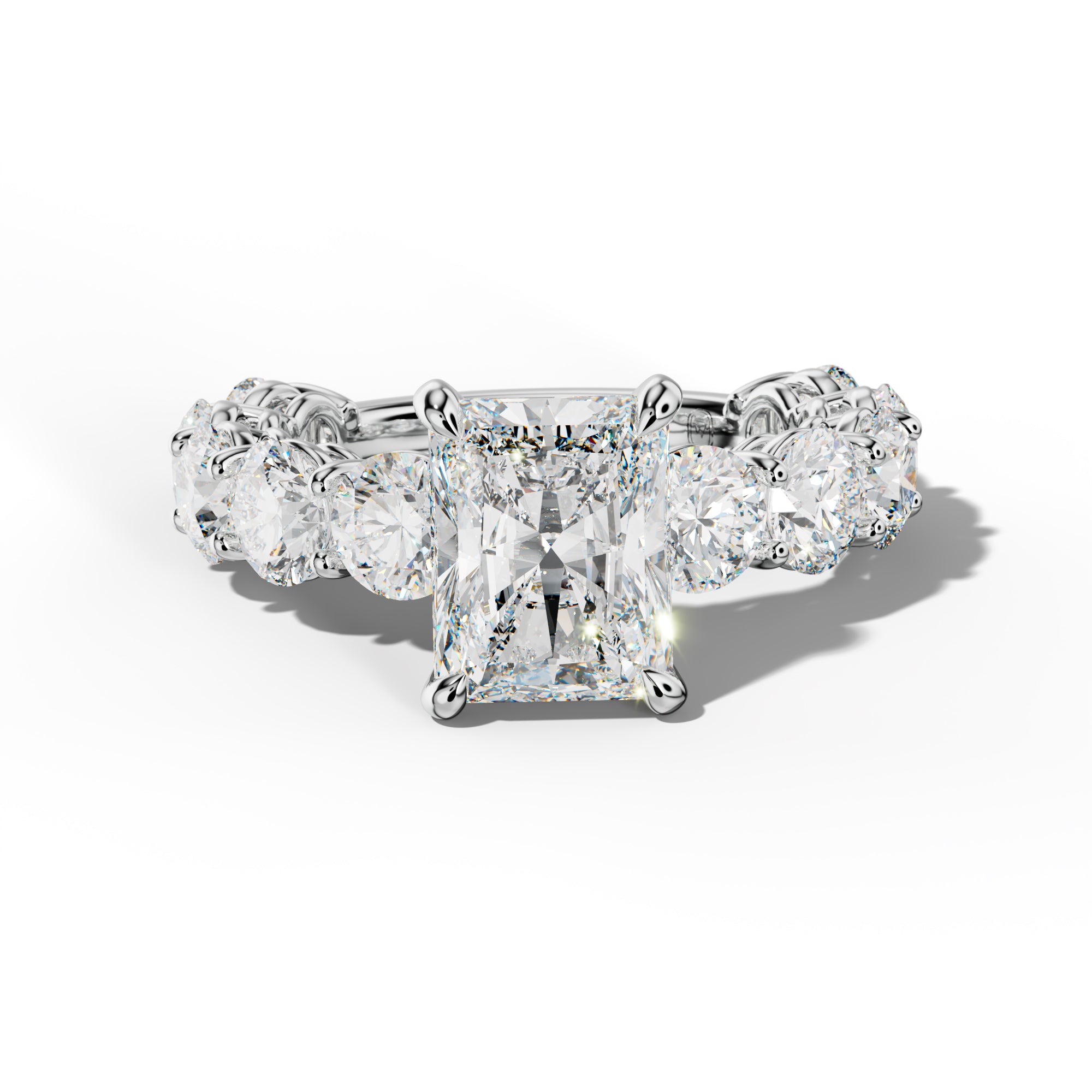 Johanna Radiant Diamond Engagement Ring With Round Side Stones