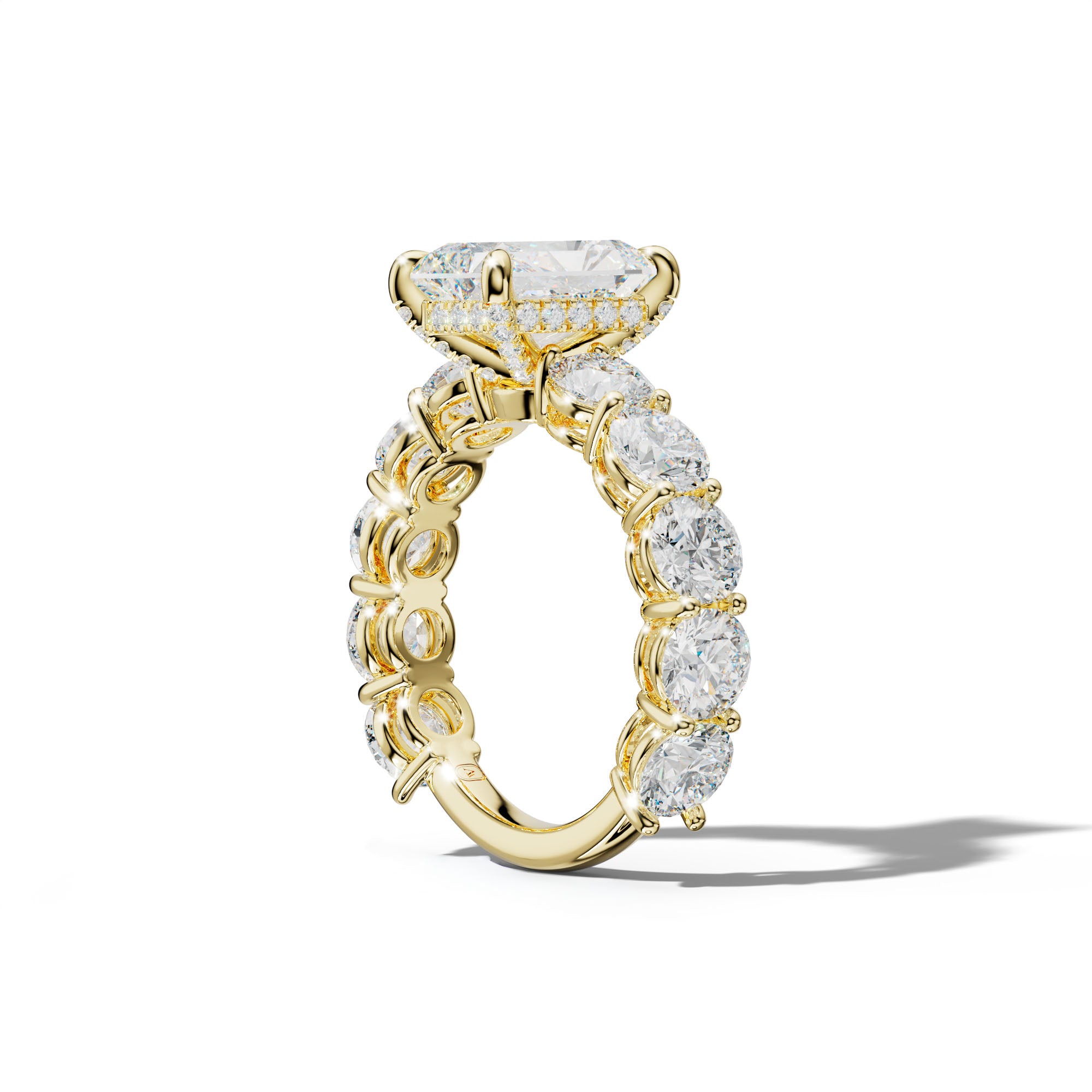 Johanna Radiant Diamond Engagement Ring With Round Side Stones
