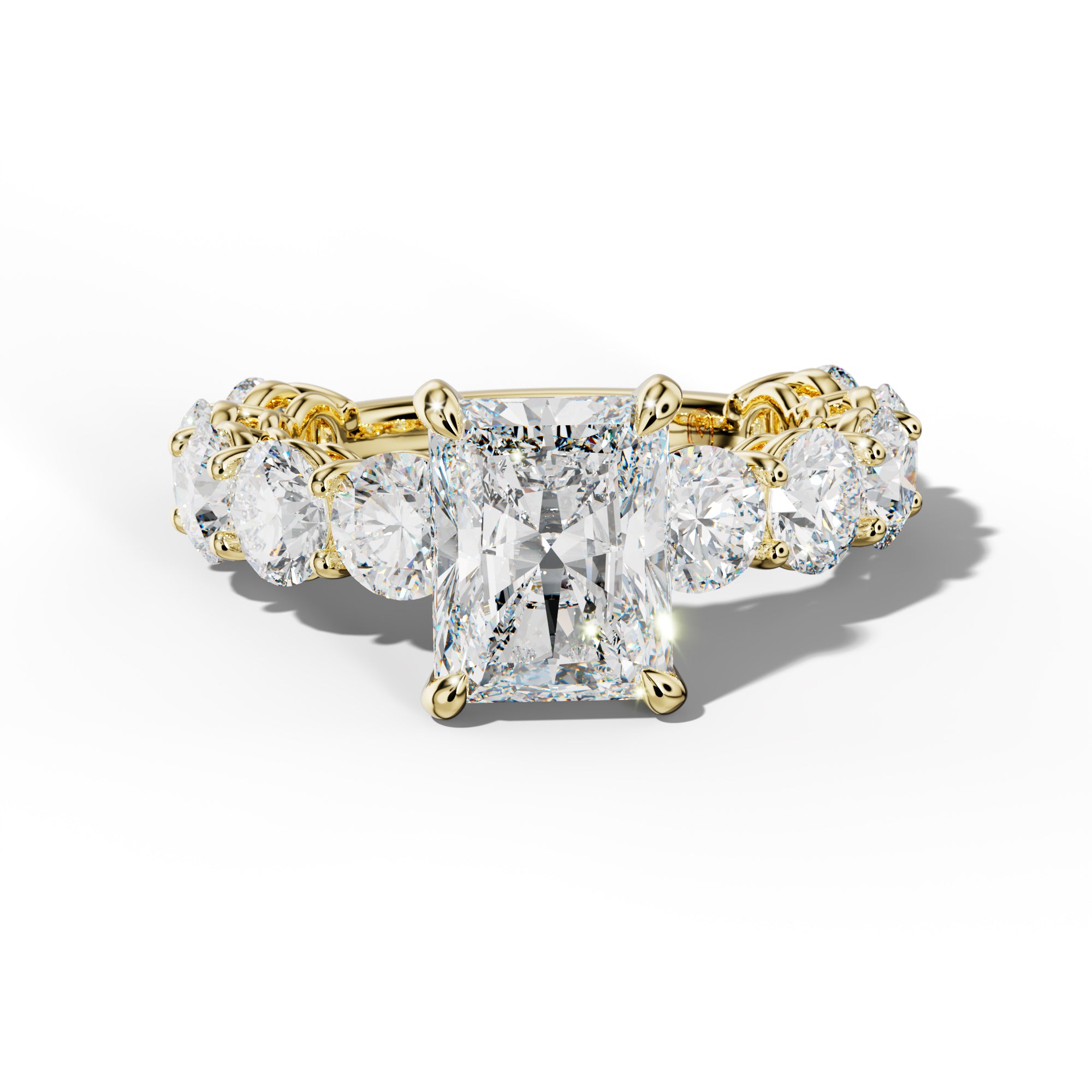 Johanna Radiant Diamond Engagement Ring With Round Side Stones