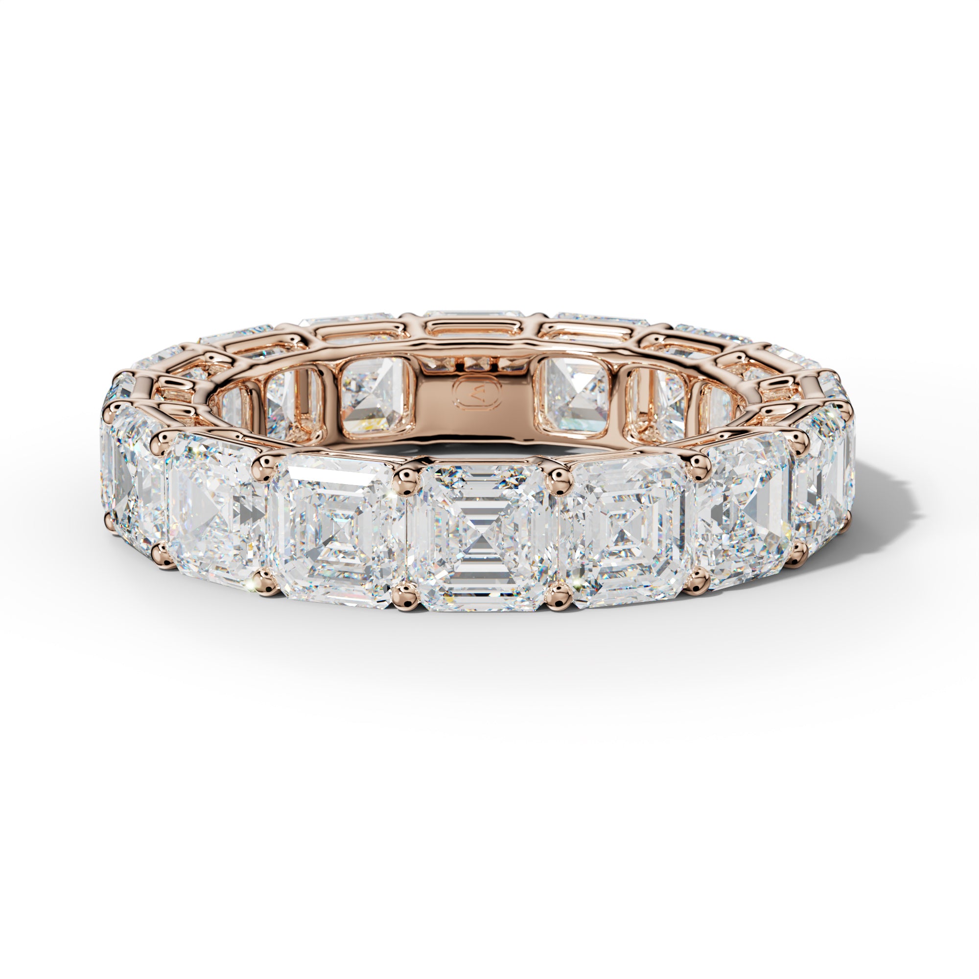 8.0 Carat Asscher Diamond Eternity Band Shared Prong