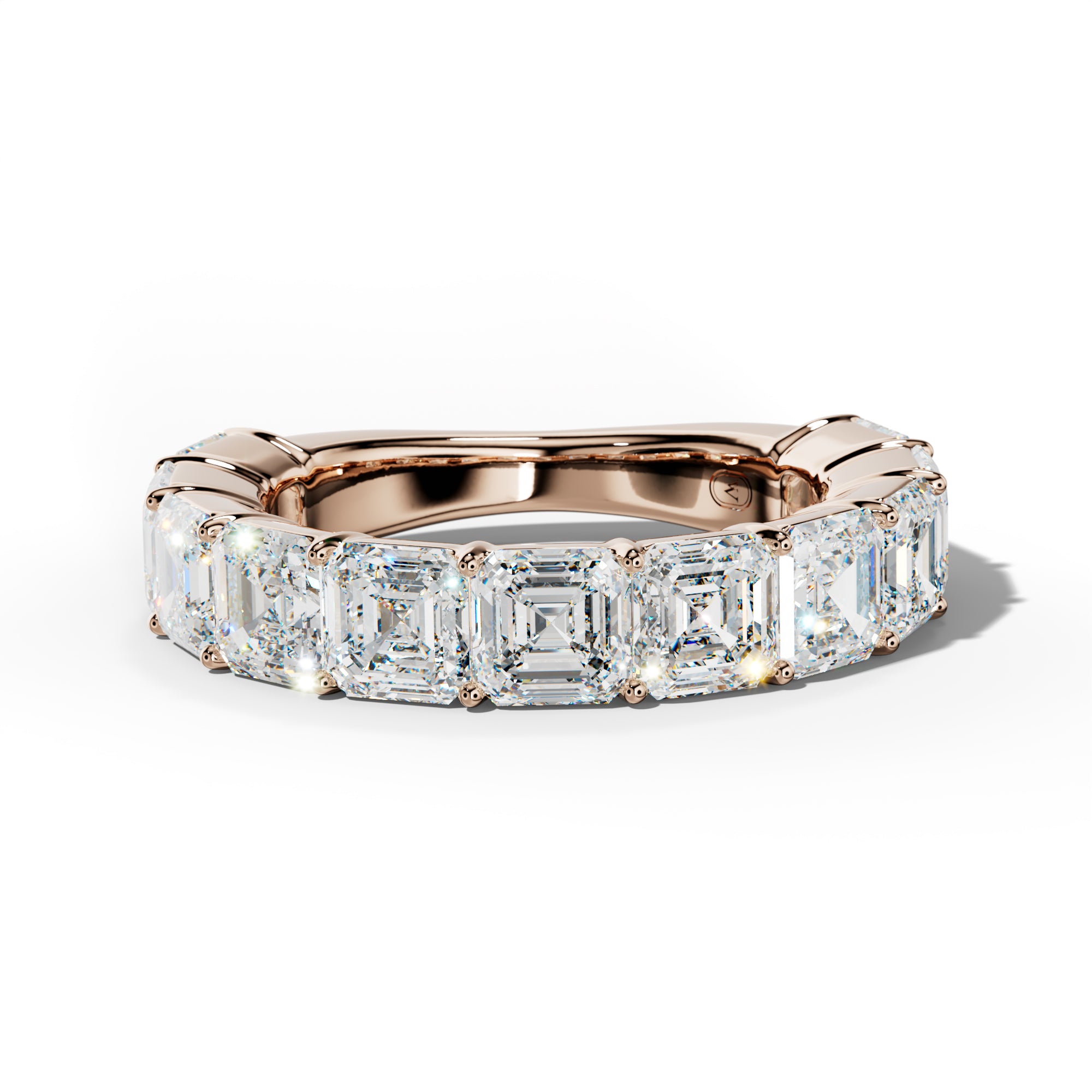 6.0 Carat Asscher Diamond 3/4 Anniversary Band Shared Prong  Low-Set Design