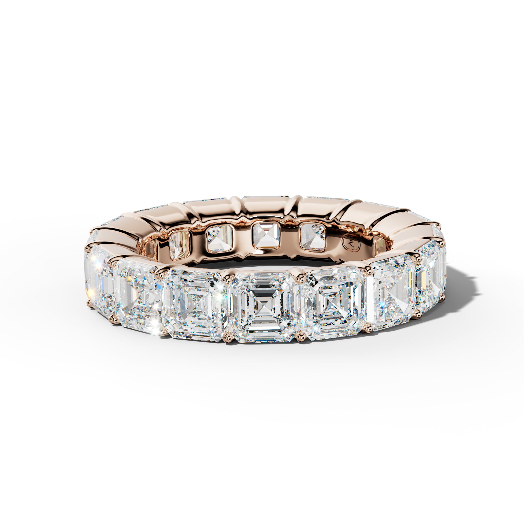 9.0 Carat Asscher Diamond Eternity Band Shared Prong  Low-Set Design
