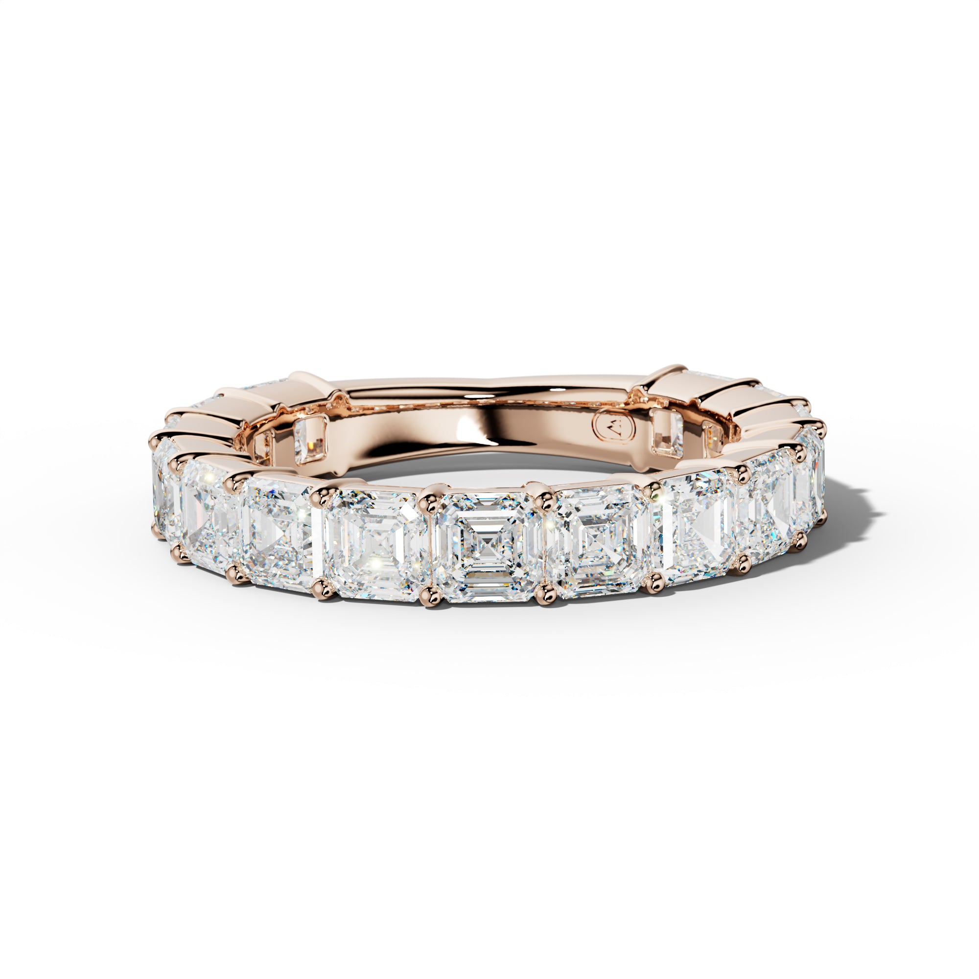 4.0 Carat Asscher Diamond 3/4 Anniversary Band Shared Prong  Low-Set Design