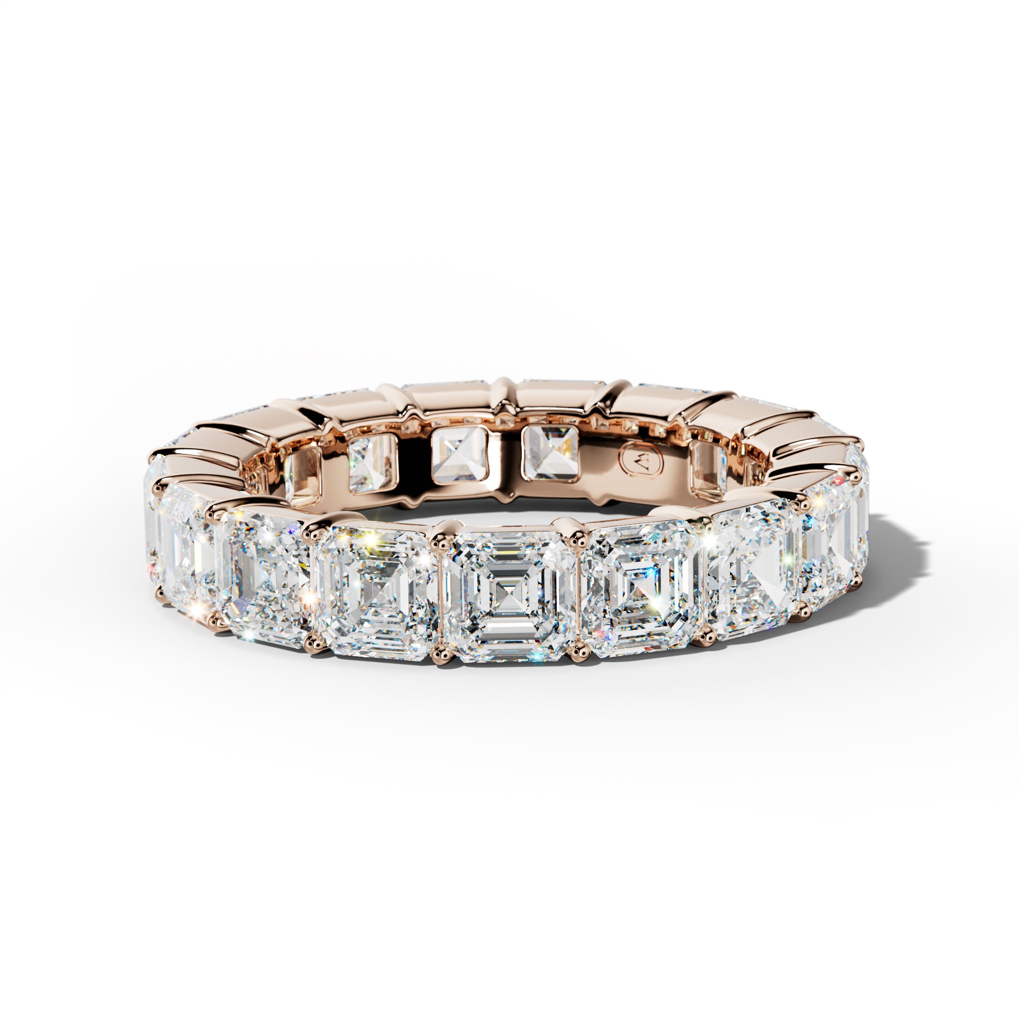 7.0 Carat Asscher Diamond Eternity Band Shared Prong  Low-Set Design