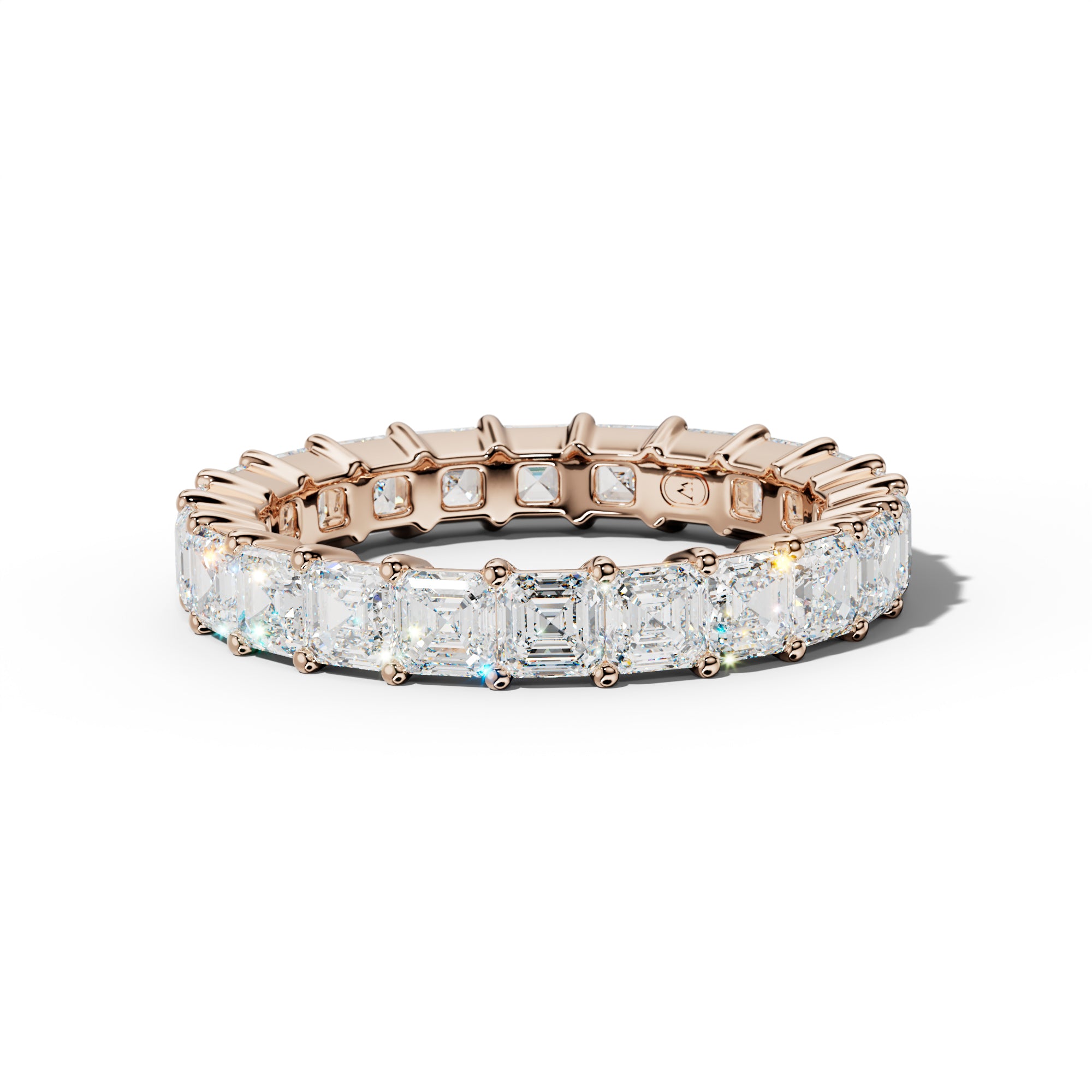 4.0 Carat Asscher Diamond Eternity Band Shared Prong  Low-Set Design