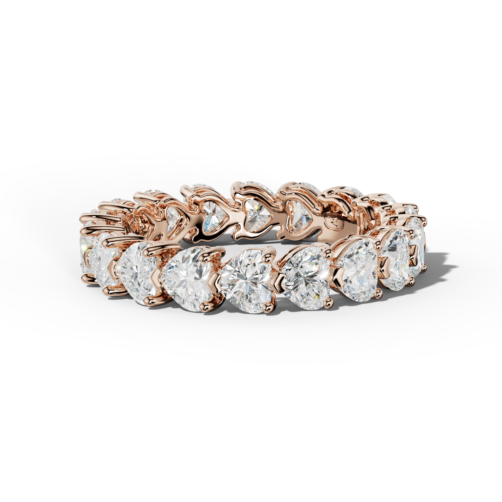 4.0 Carat East West Heart Diamond Eternity Band Shared Prong
