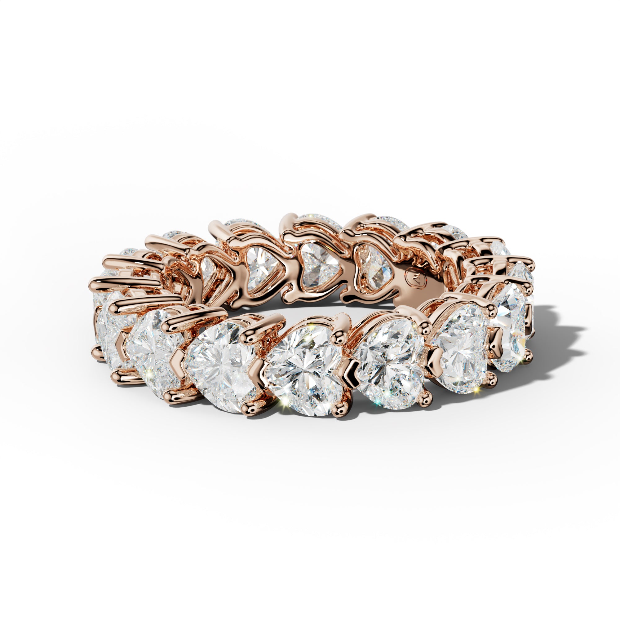 7.0 Carat East West Heart Diamond Eternity Band Shared Prong