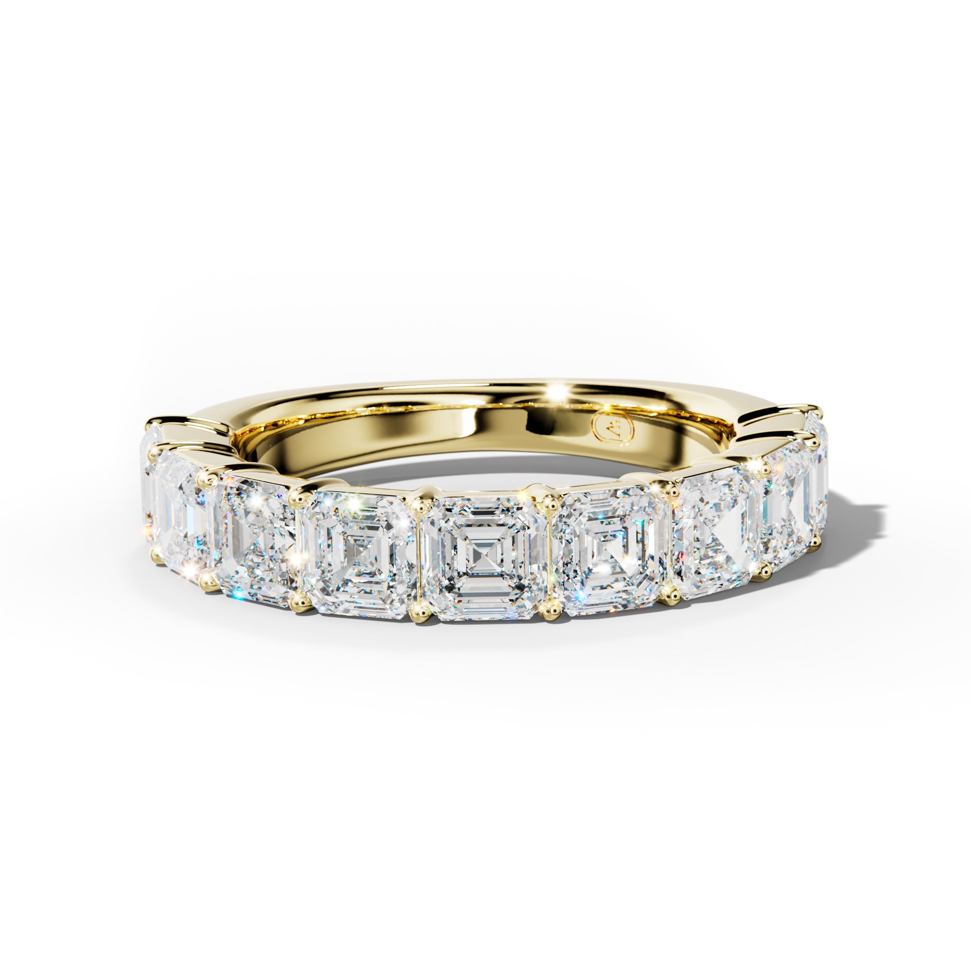 4.0 Carat Asscher Diamond Half Anniversary Band Shared Prong  Low-Set Design