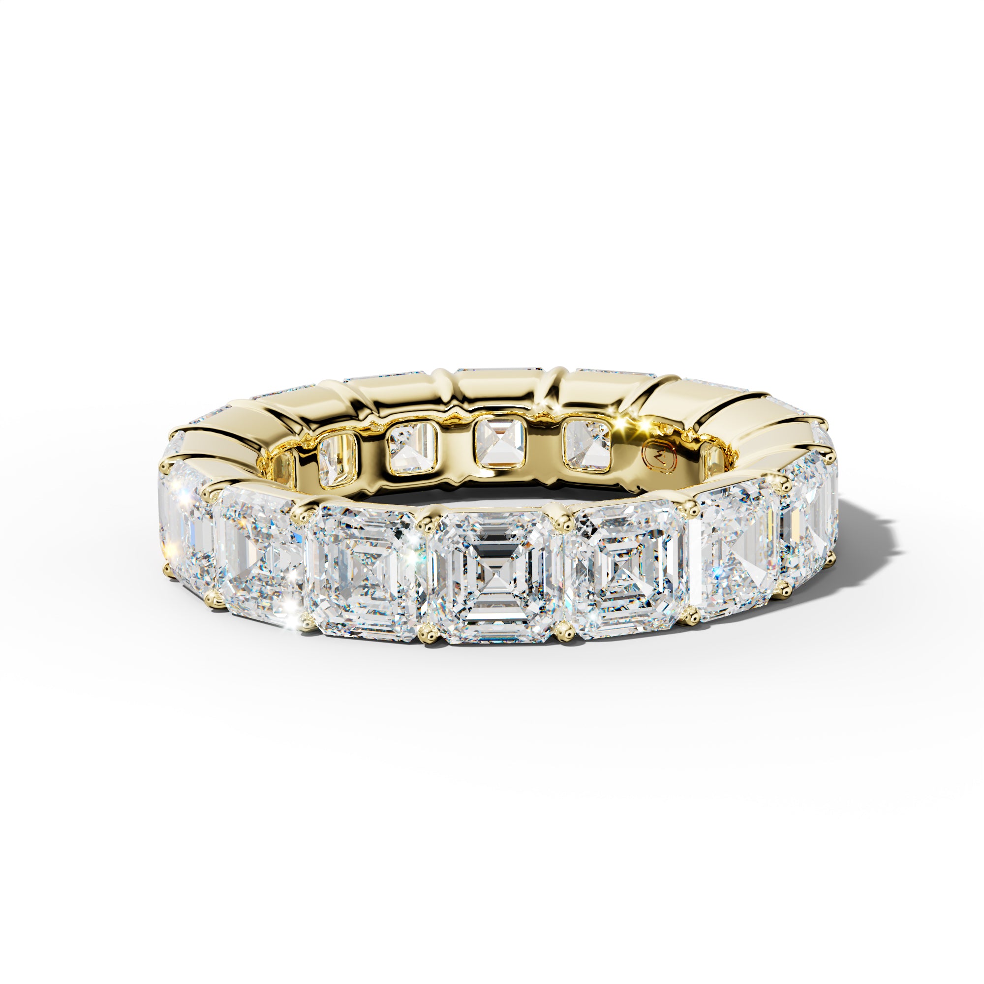9.0 Carat Asscher Diamond Eternity Band Shared Prong  Low-Set Design