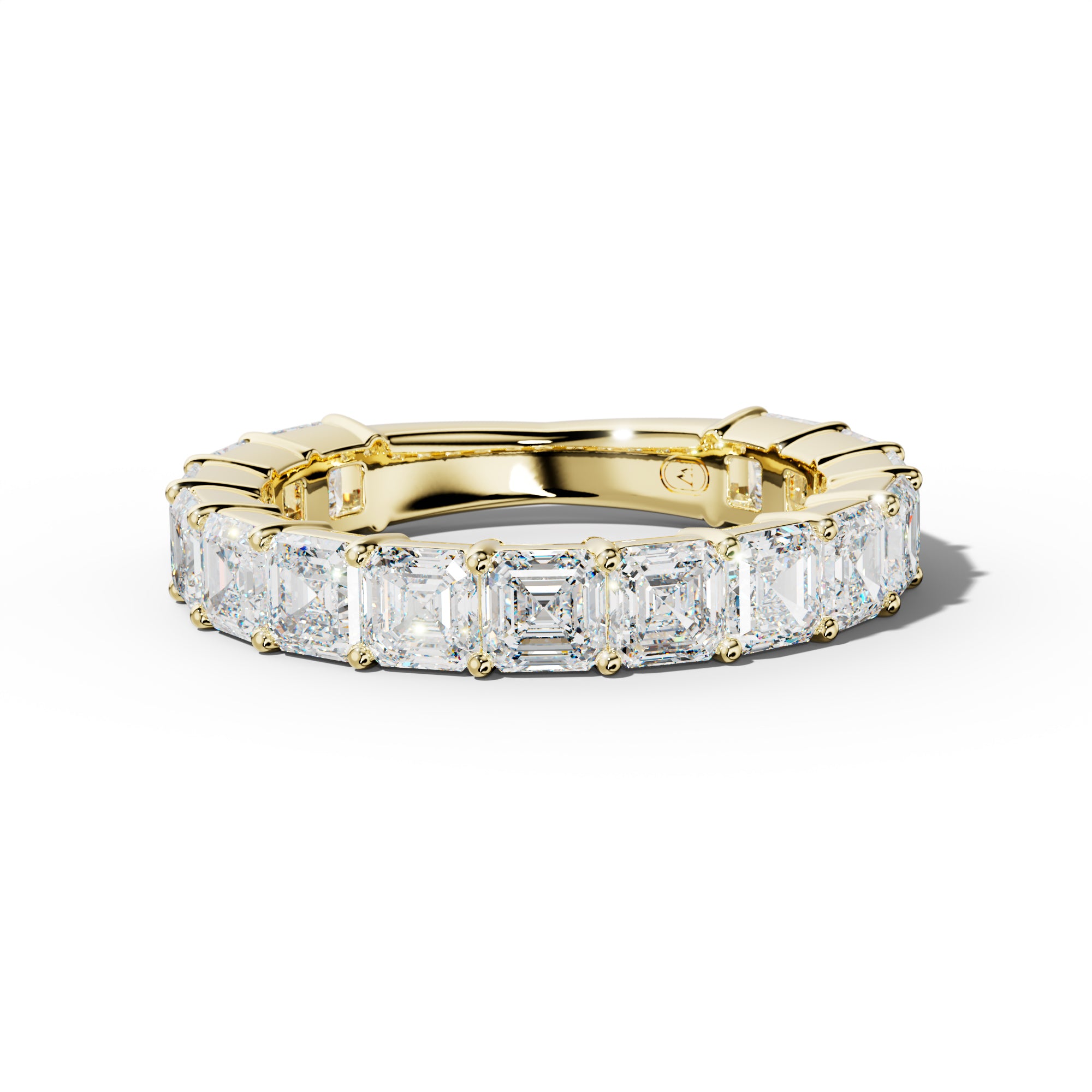 4.0 Carat Asscher Diamond 3/4 Anniversary Band Shared Prong  Low-Set Design
