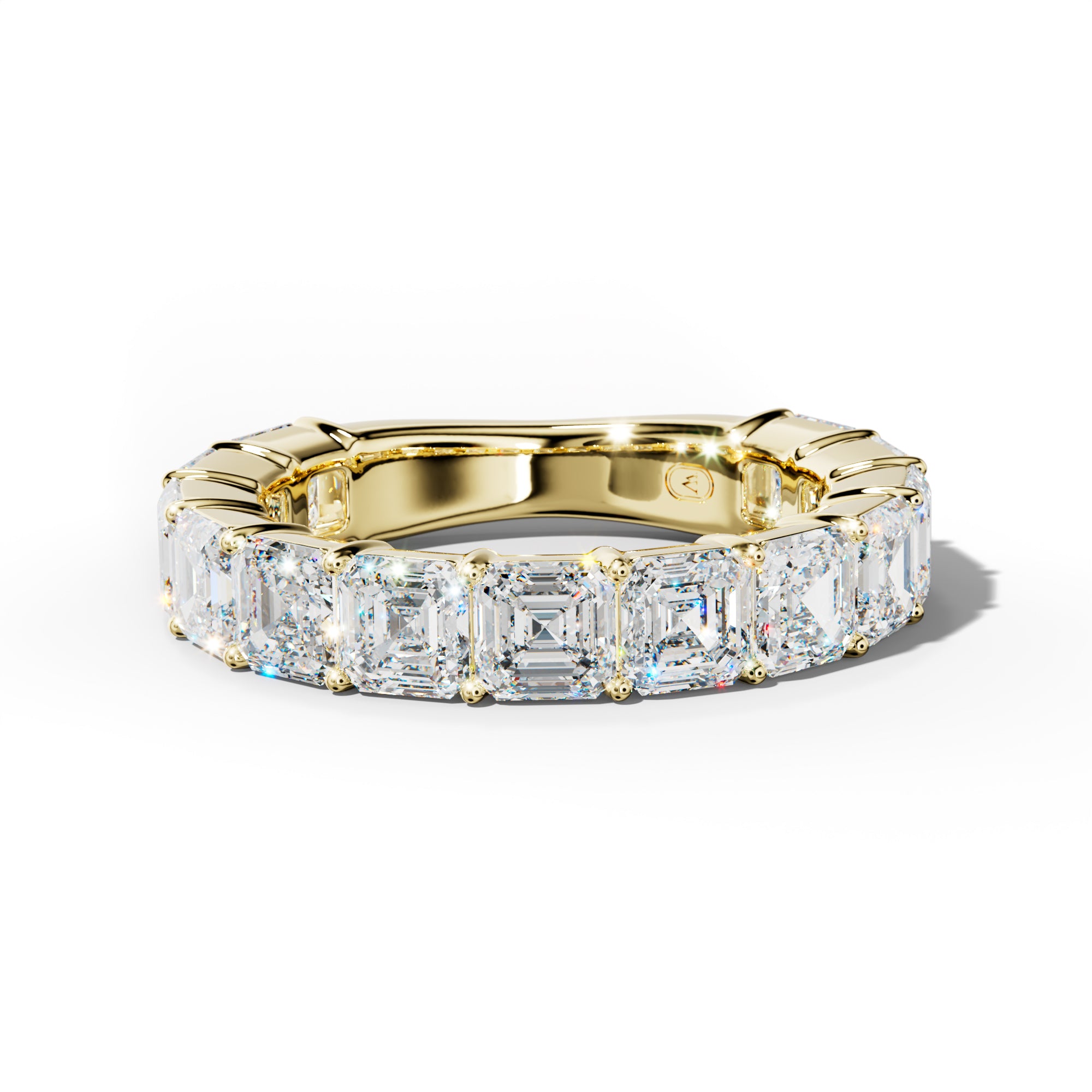 5.0 Carat Asscher Diamond 3/4 Anniversary Band Shared Prong  Low-Set Design