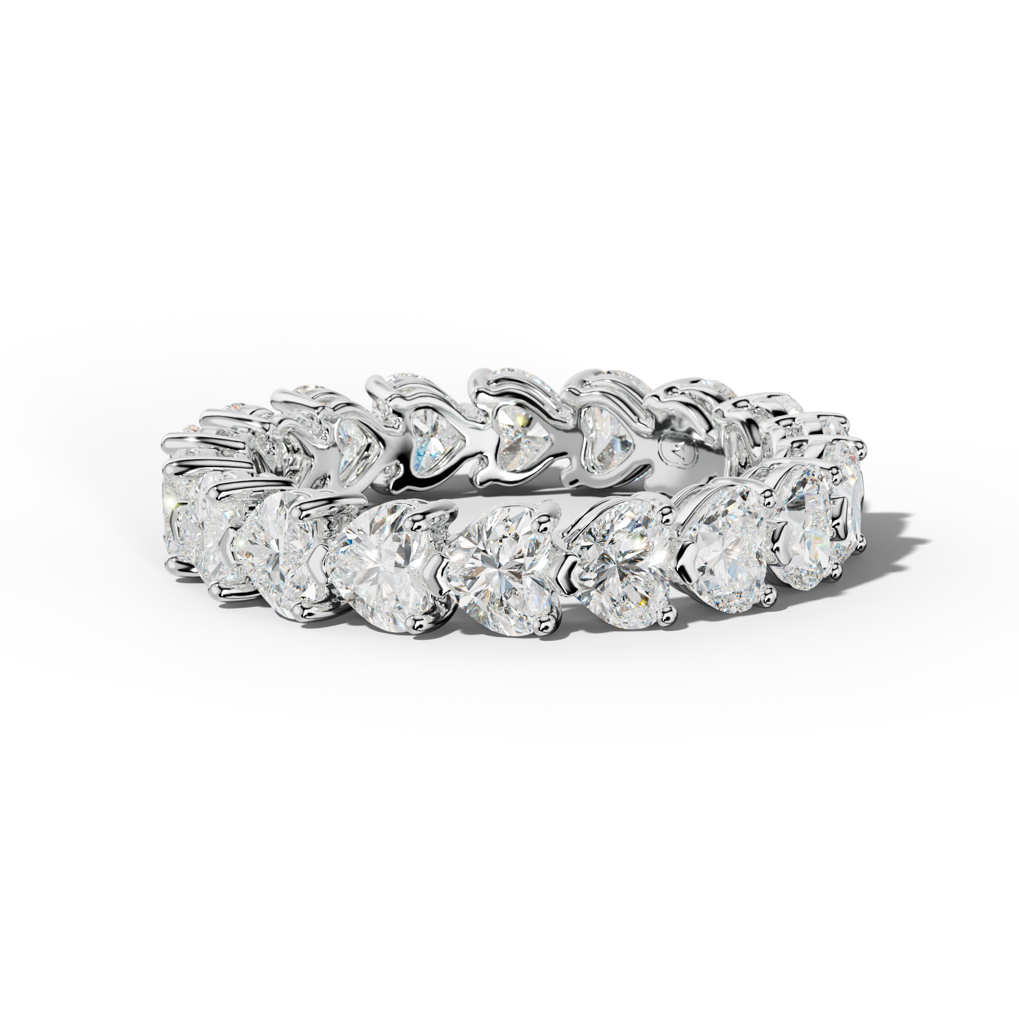 4.0 Carat East West Heart Diamond Eternity Band Shared Prong