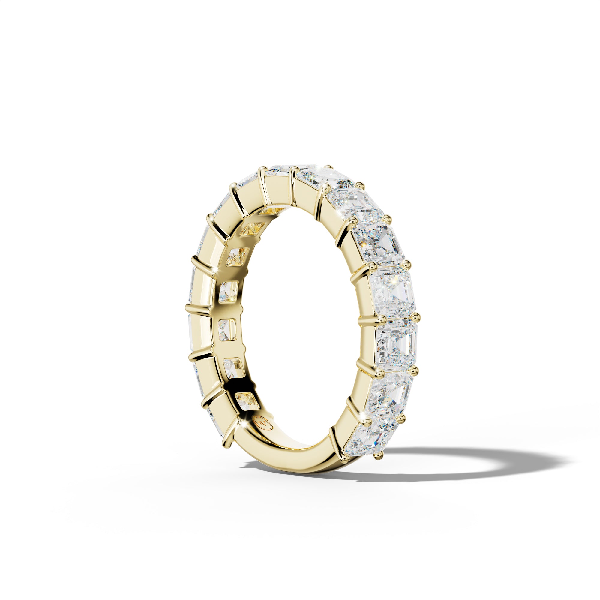 4.0 Carat Asscher Diamond 3/4 Anniversary Band Shared Prong  Low-Set Design