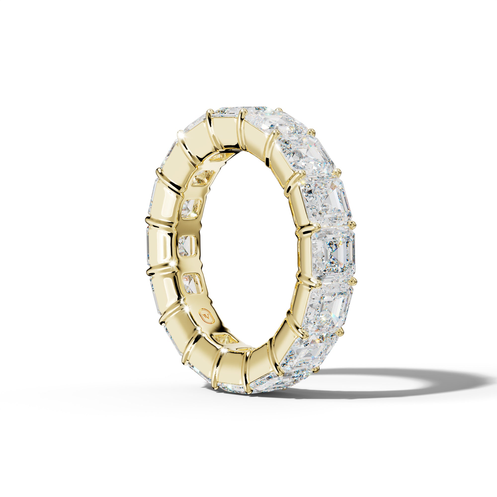 9.0 Carat Asscher Diamond Eternity Band Shared Prong  Low-Set Design