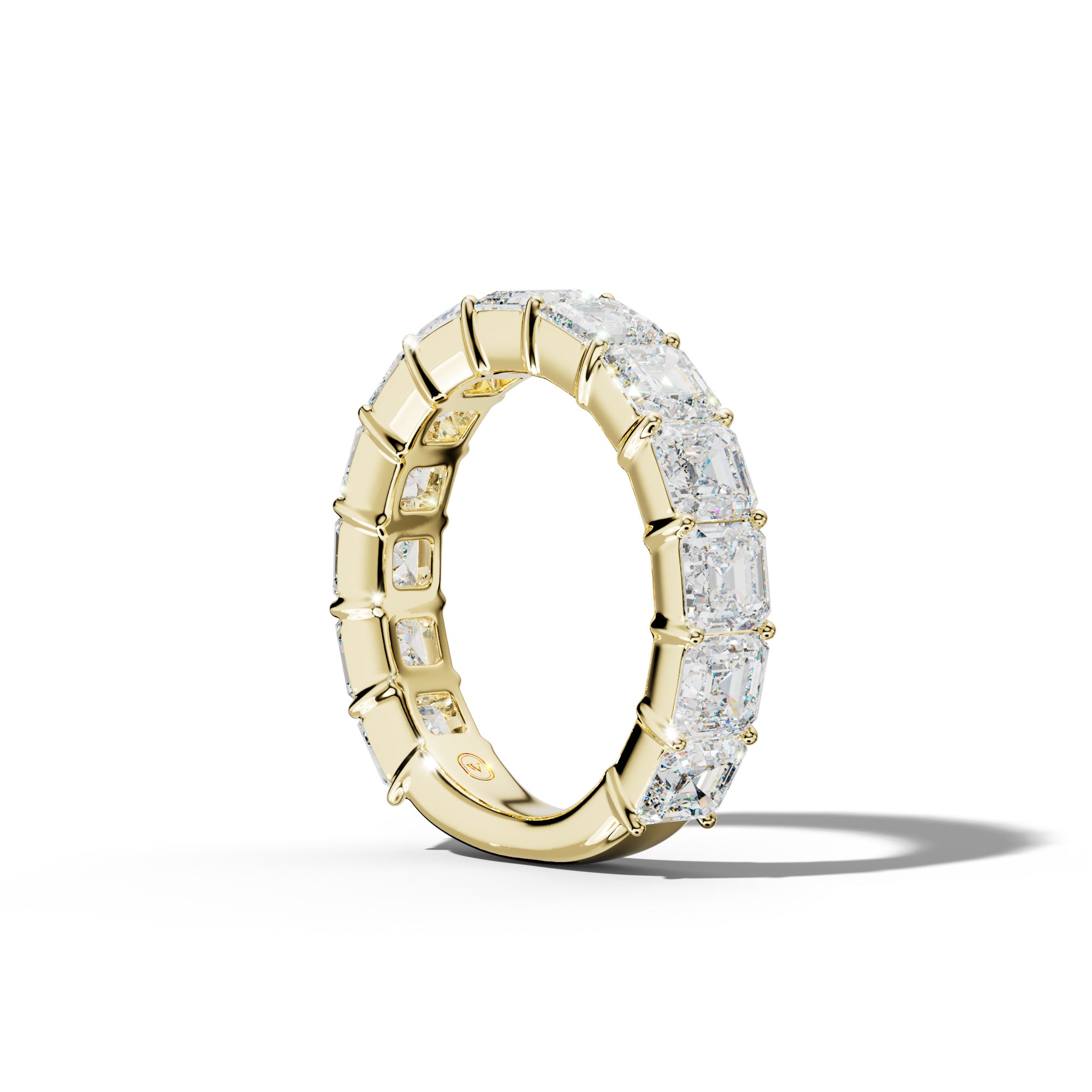 5.0 Carat Asscher Diamond 3/4 Anniversary Band Shared Prong  Low-Set Design