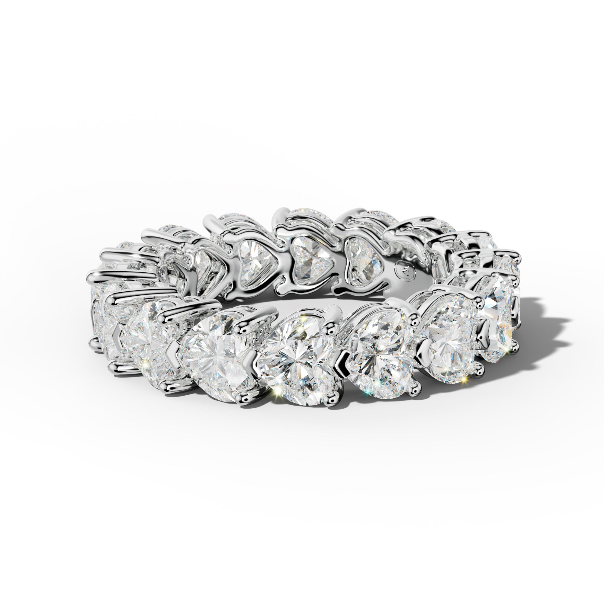 7.0 Carat East West Heart Diamond Eternity Band Shared Prong