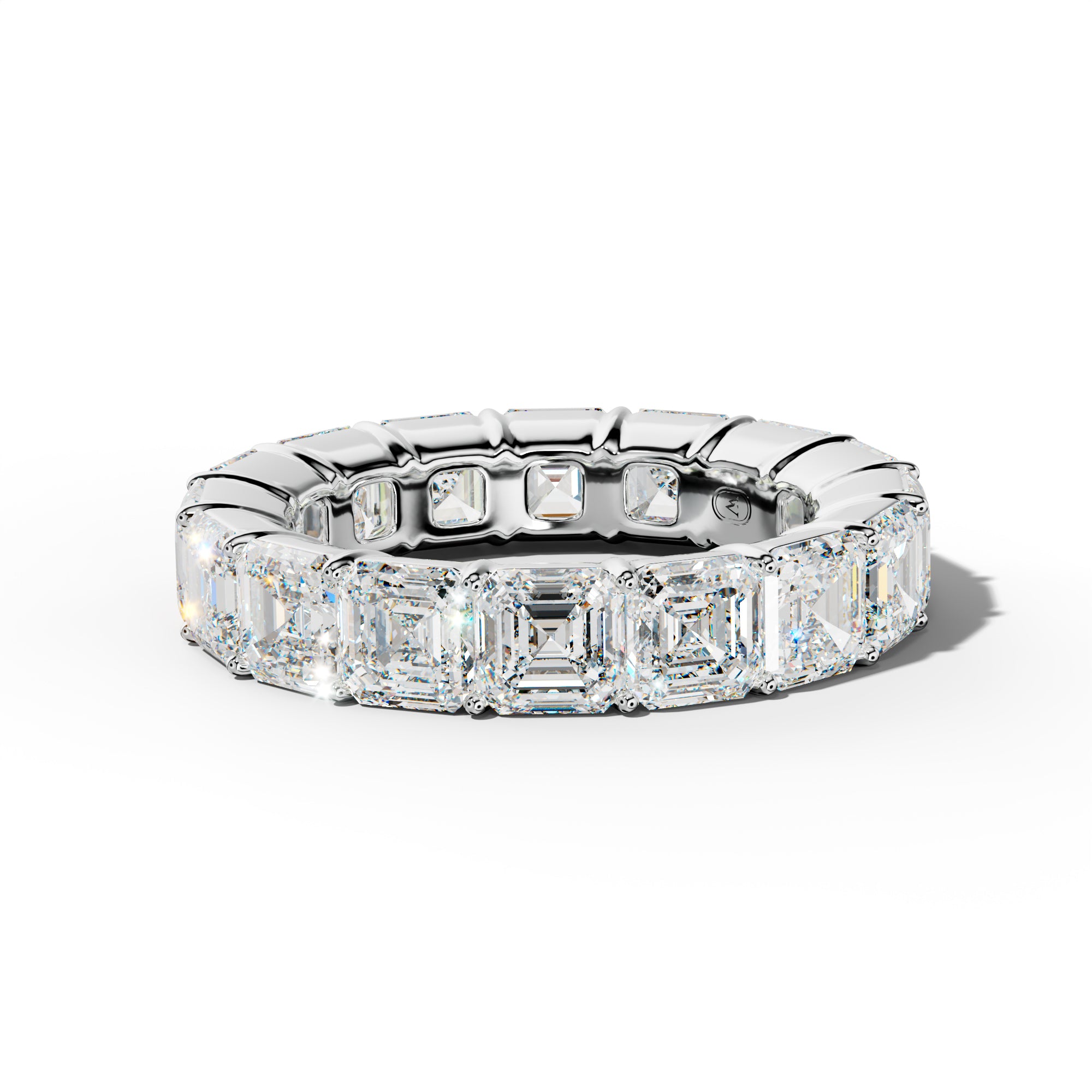 9.0 Carat Asscher Diamond Eternity Band Shared Prong  Low-Set Design
