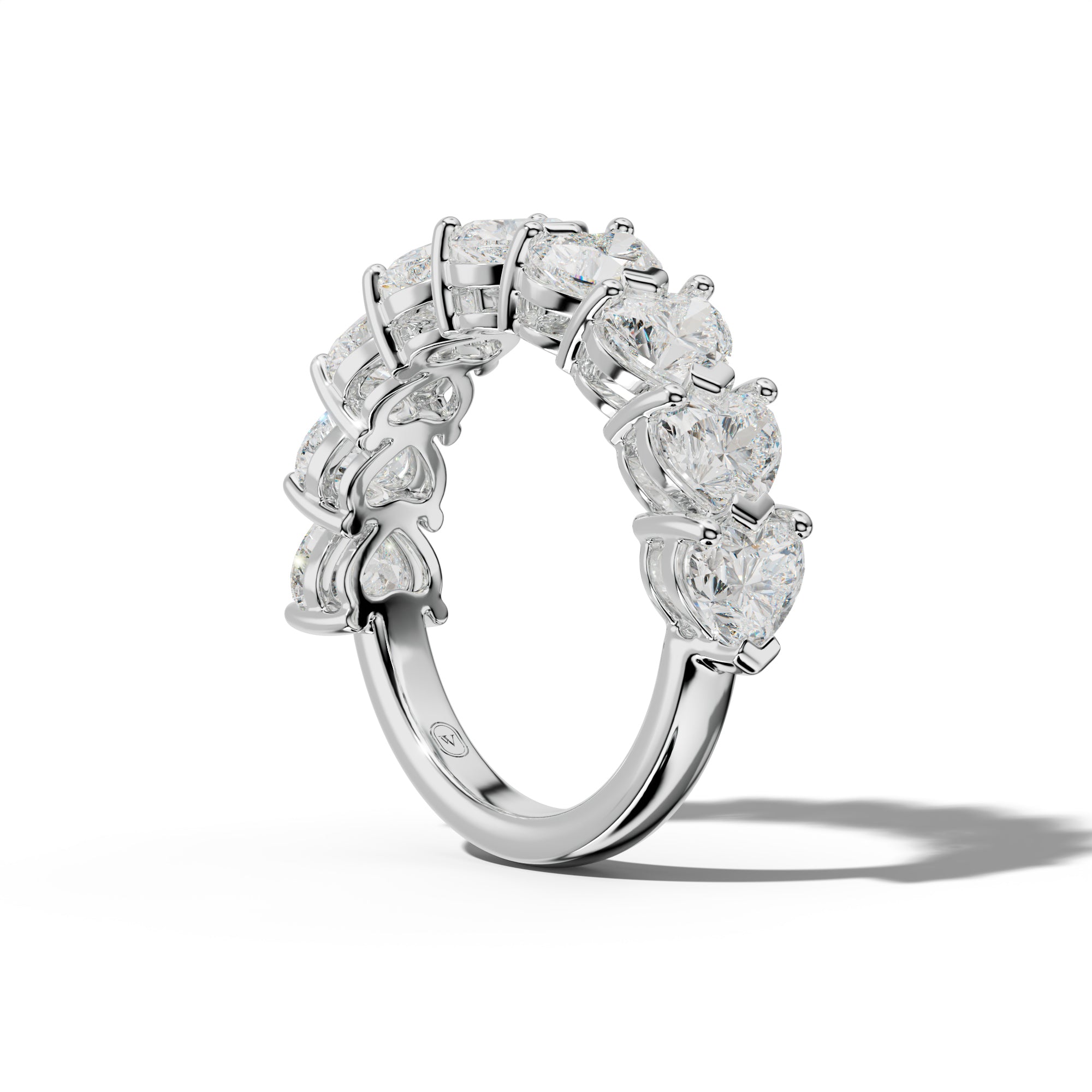 4.0 Carat East West Heart Diamond Half Eternity Anniversary Band