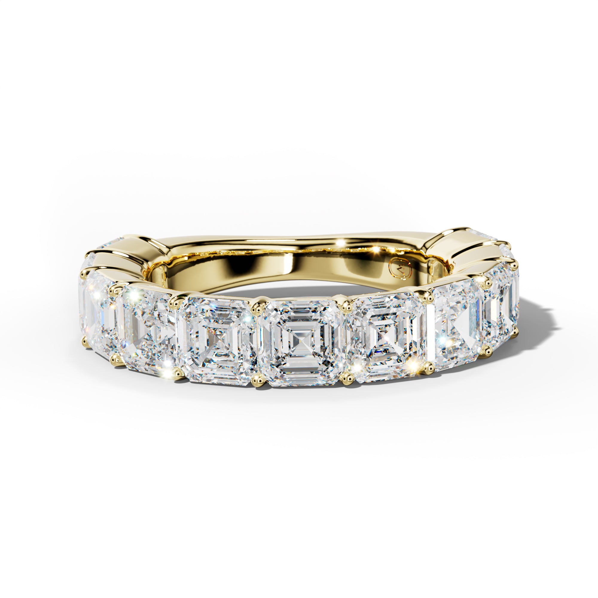 6.0 Carat Asscher Diamond 3/4 Anniversary Band Shared Prong  Low-Set Design
