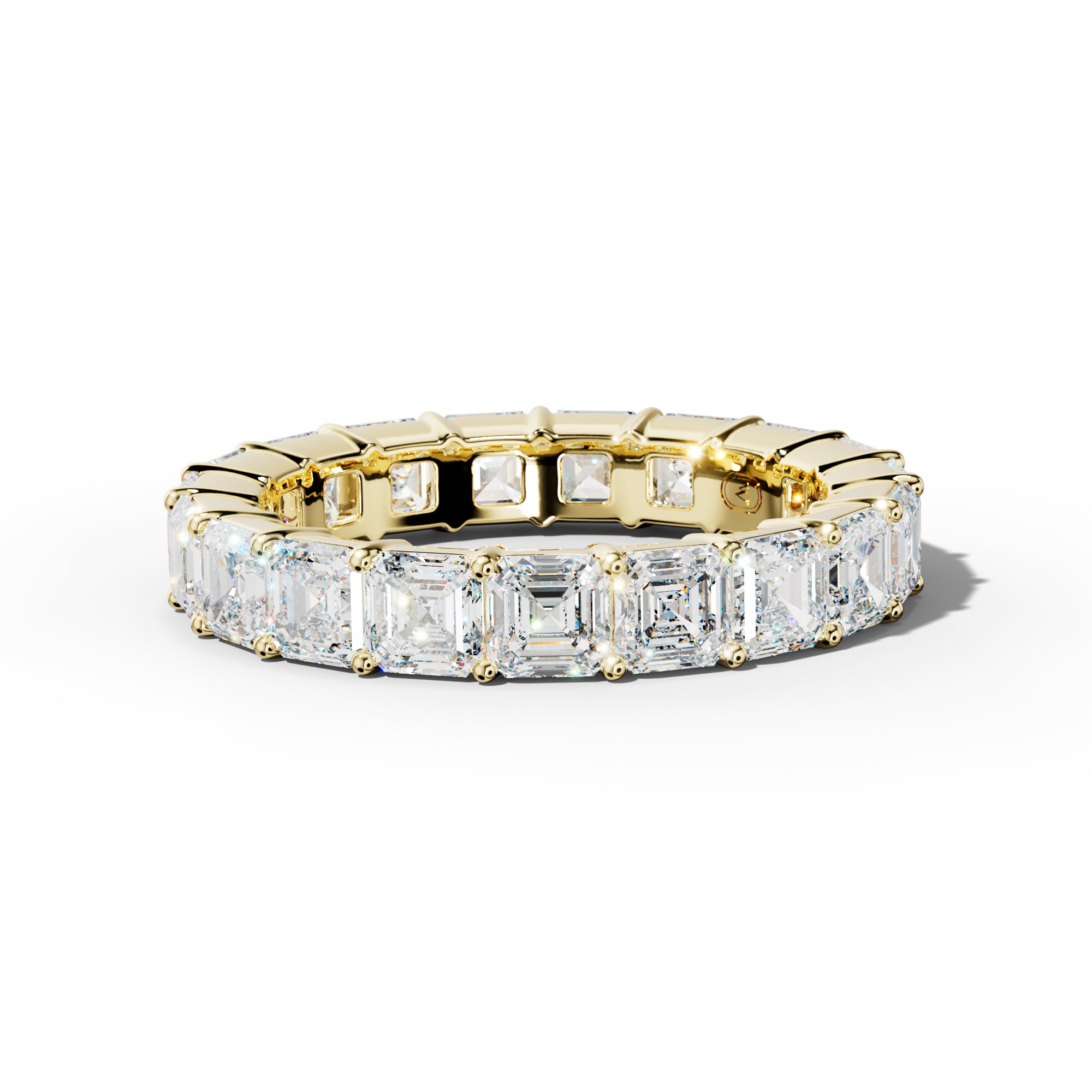 5.0 Carat Asscher Diamond Eternity Band Shared Prong  Low-Set Design