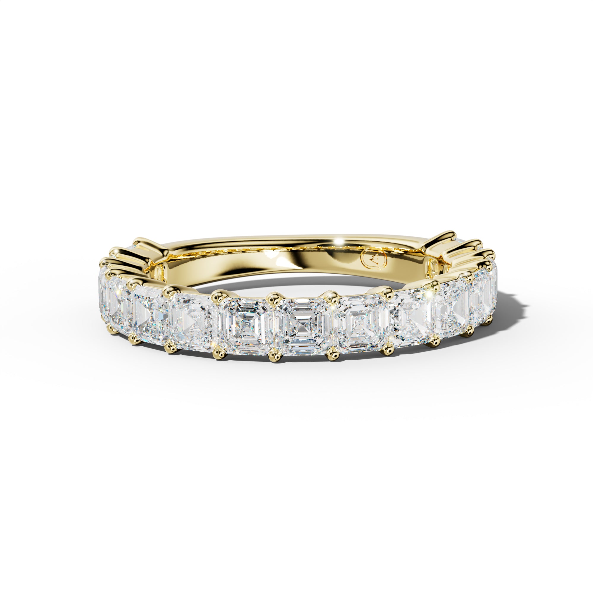 3.0 Carat Asscher Diamond 3/4 Anniversary Band Shared Prong  Low-Set Design