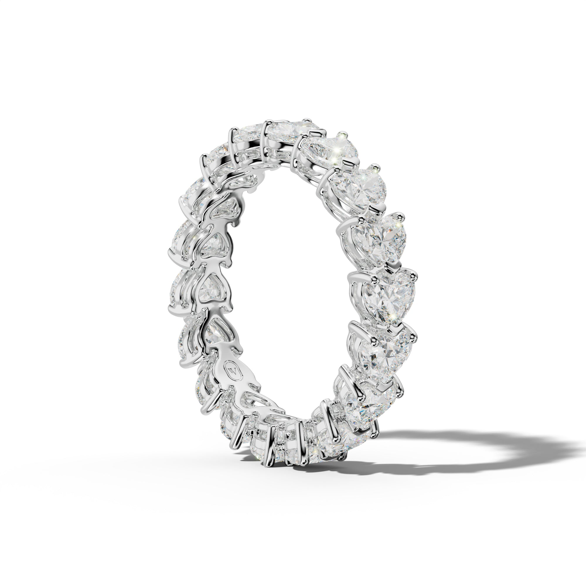 4.0 Carat East West Heart Diamond Eternity Band Shared Prong