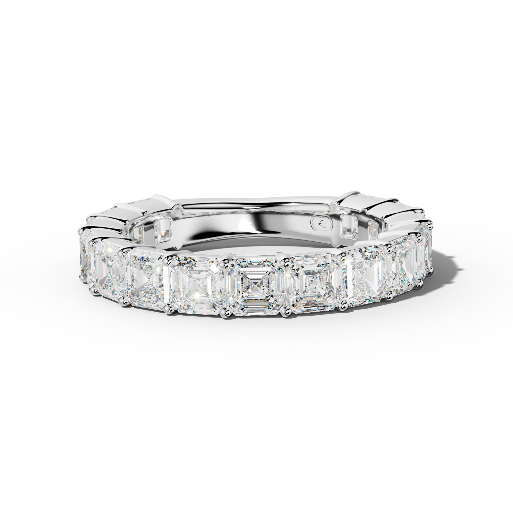 4.0 Carat Asscher Diamond 3/4 Anniversary Band Shared Prong  Low-Set Design