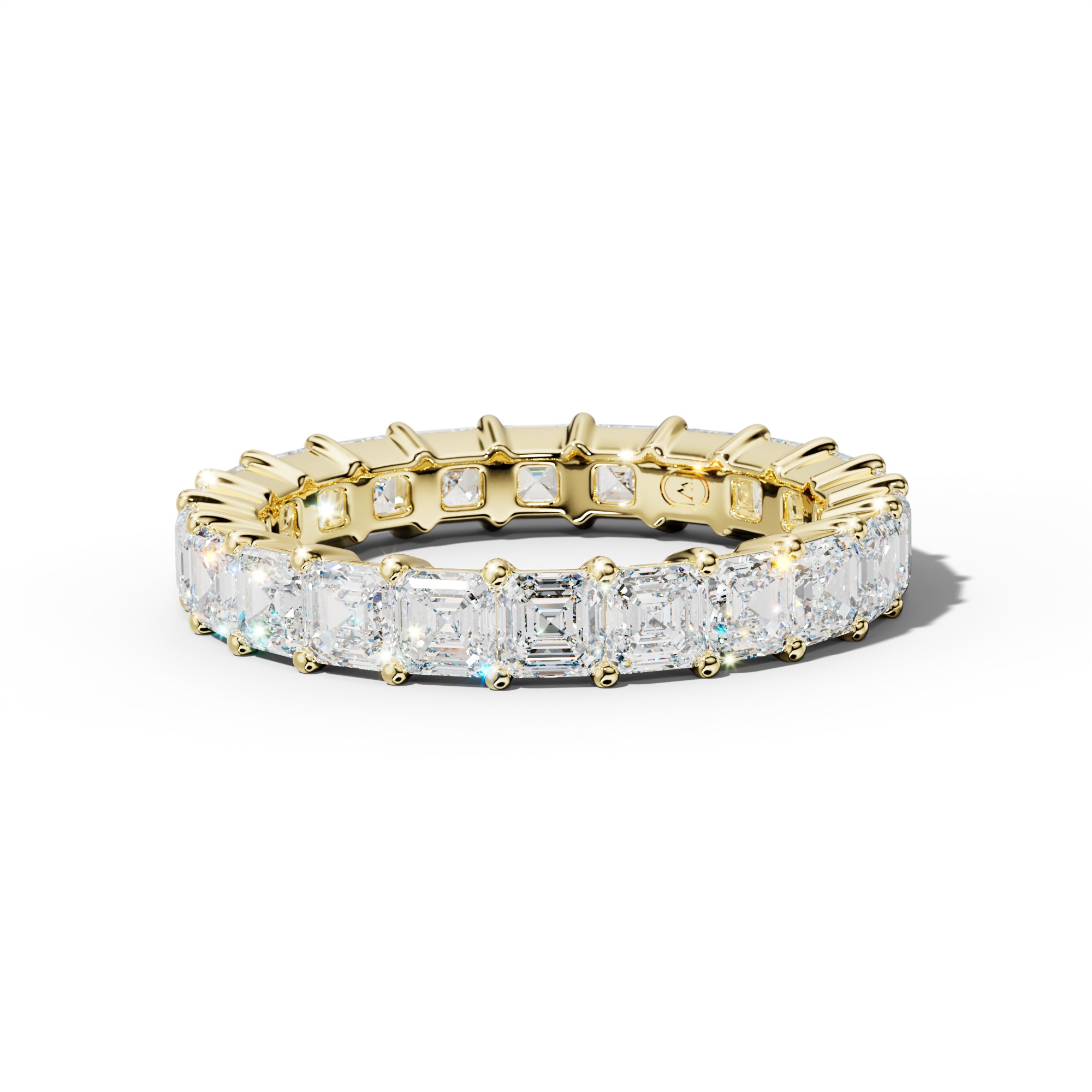 4.0 Carat Asscher Diamond Eternity Band Shared Prong  Low-Set Design