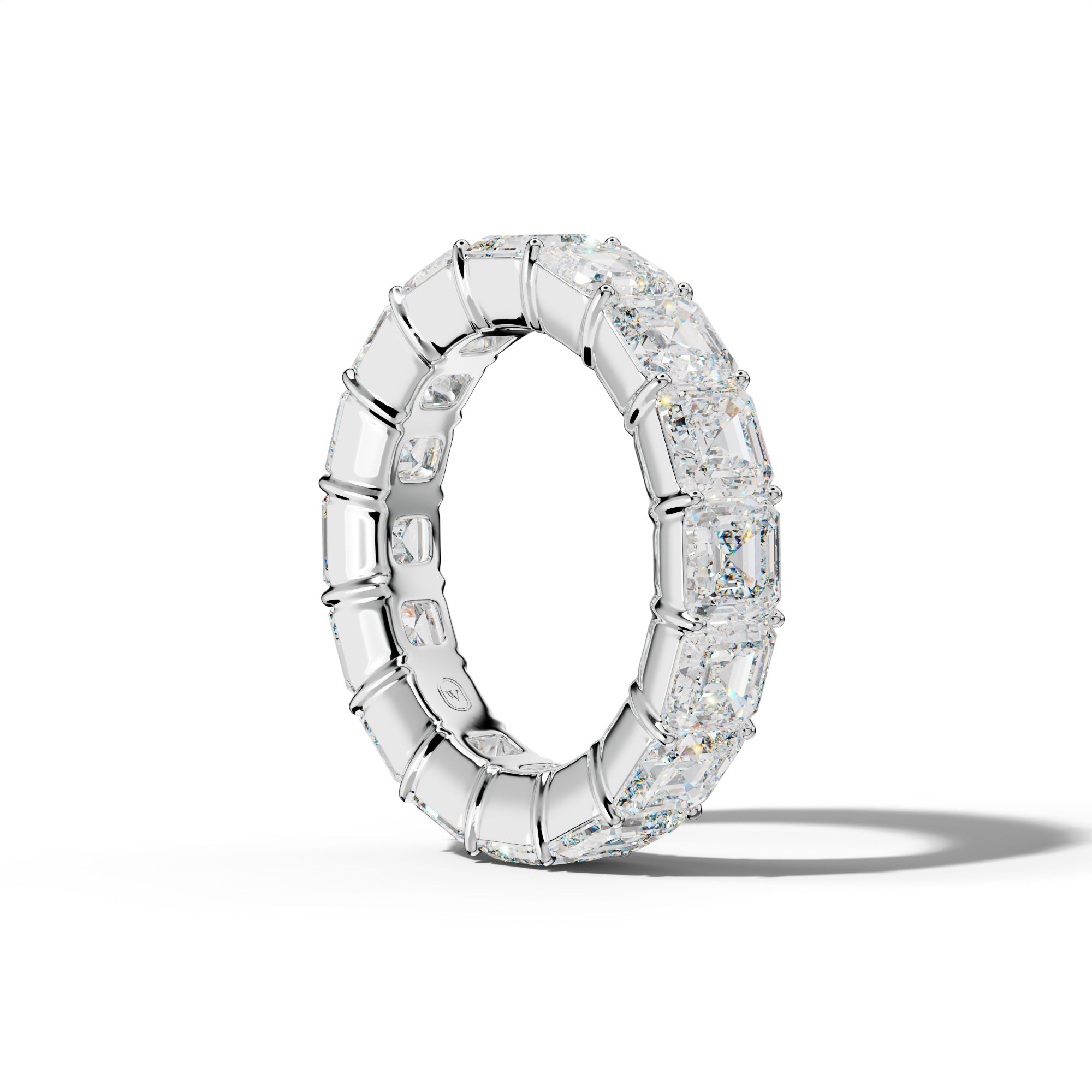 9.0 Carat Asscher Diamond Eternity Band Shared Prong  Low-Set Design