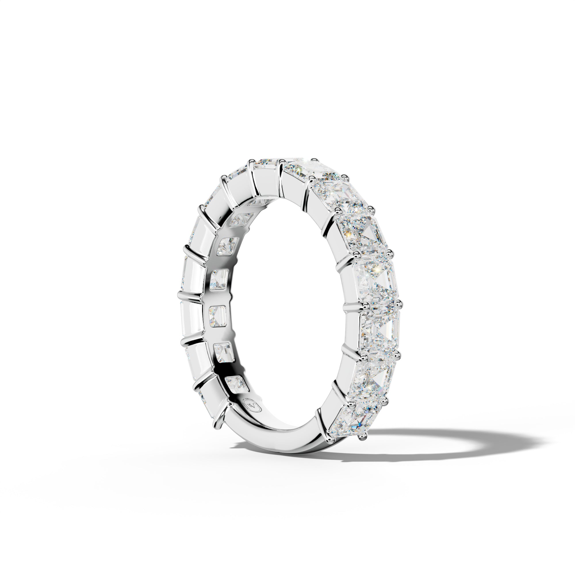 4.0 Carat Asscher Diamond 3/4 Anniversary Band Shared Prong  Low-Set Design