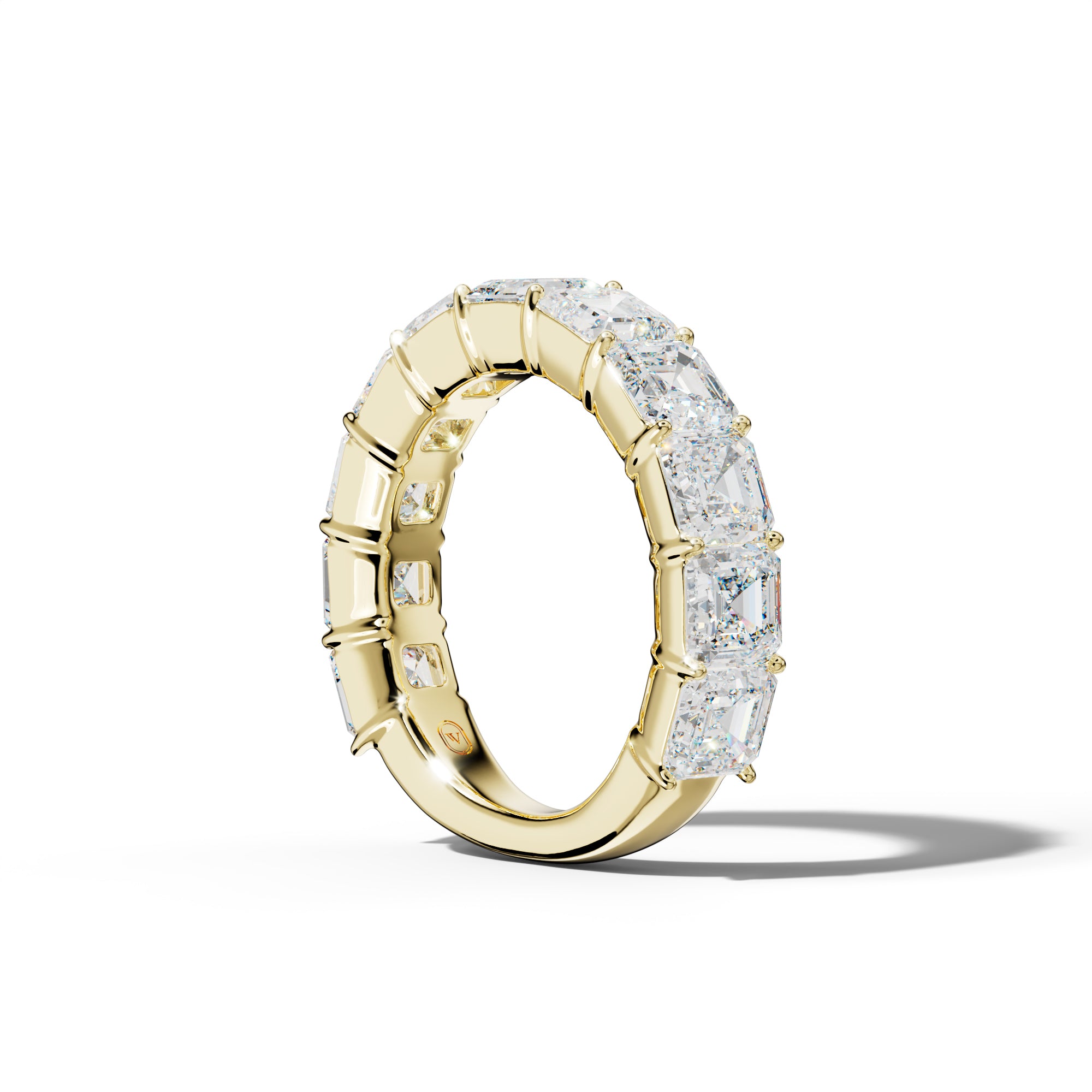 6.0 Carat Asscher Diamond 3/4 Anniversary Band Shared Prong  Low-Set Design