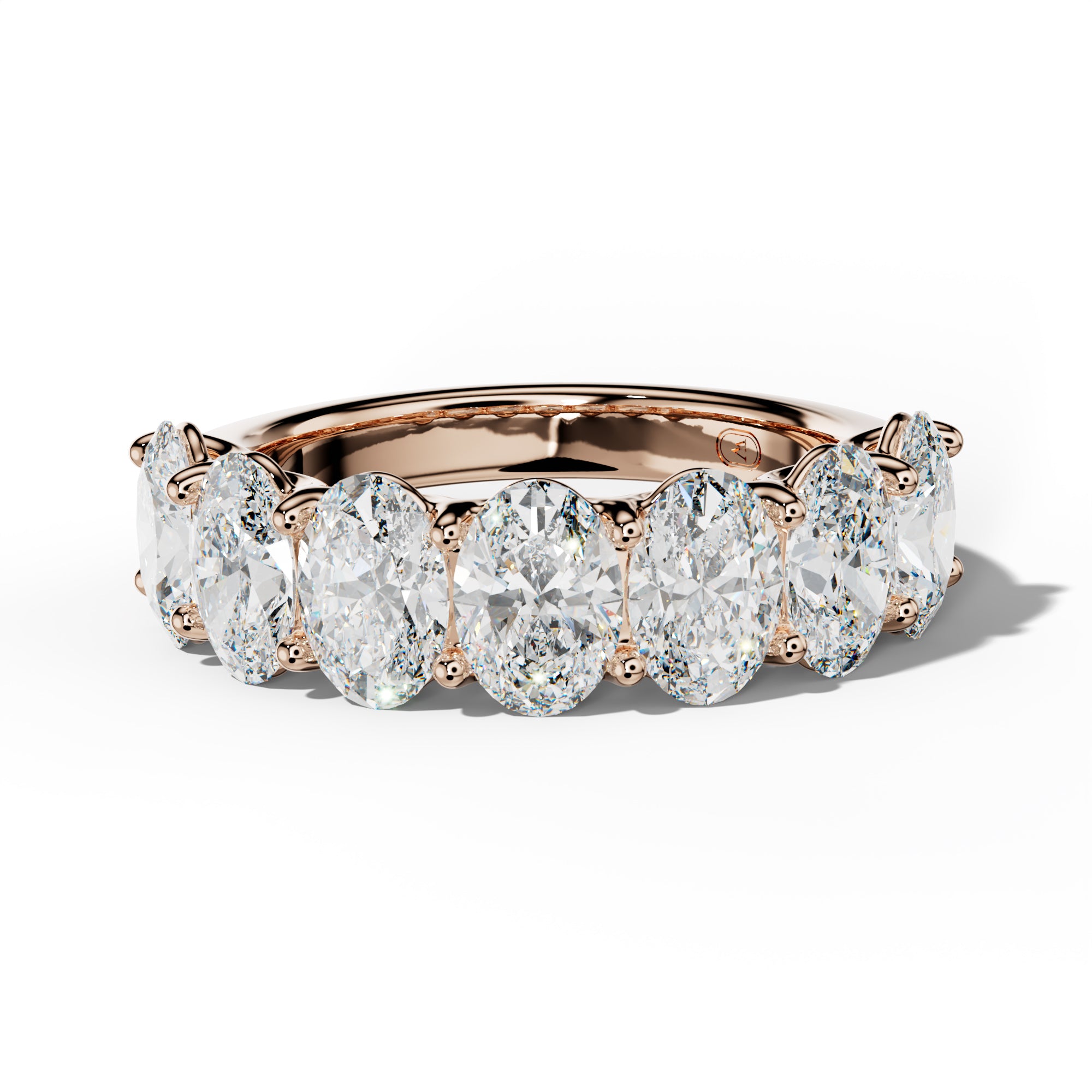 4.0 Carat Oval Diamond Half Anniversary Band U Prong