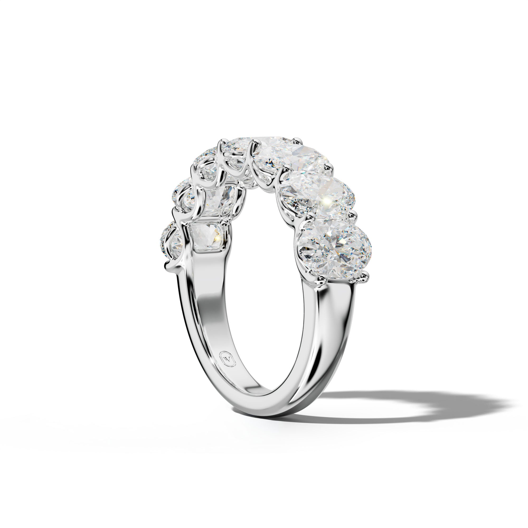 4.0 Carat Oval Diamond Half Anniversary Band U Prong