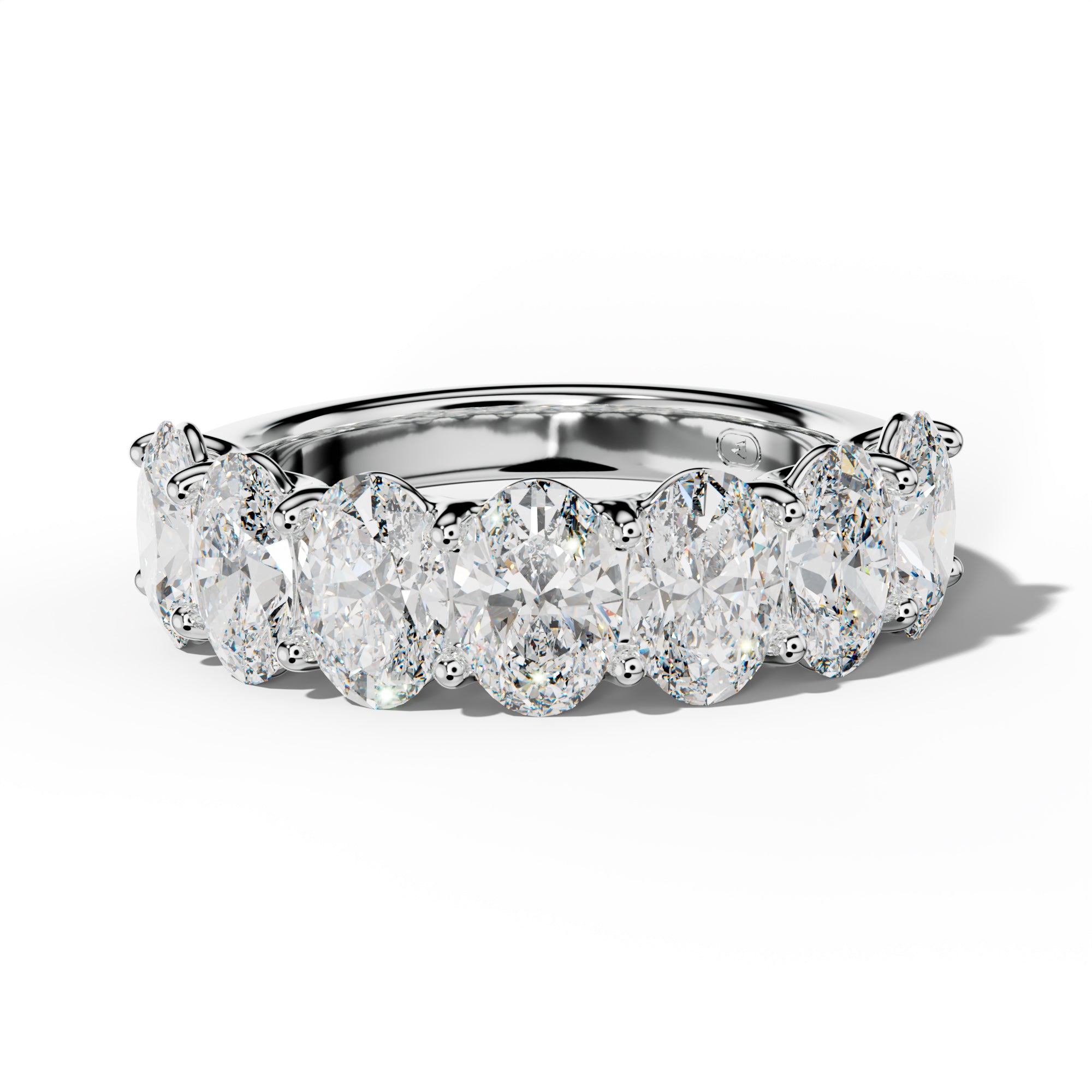 4.0 Carat Oval Diamond Half Anniversary Band U Prong