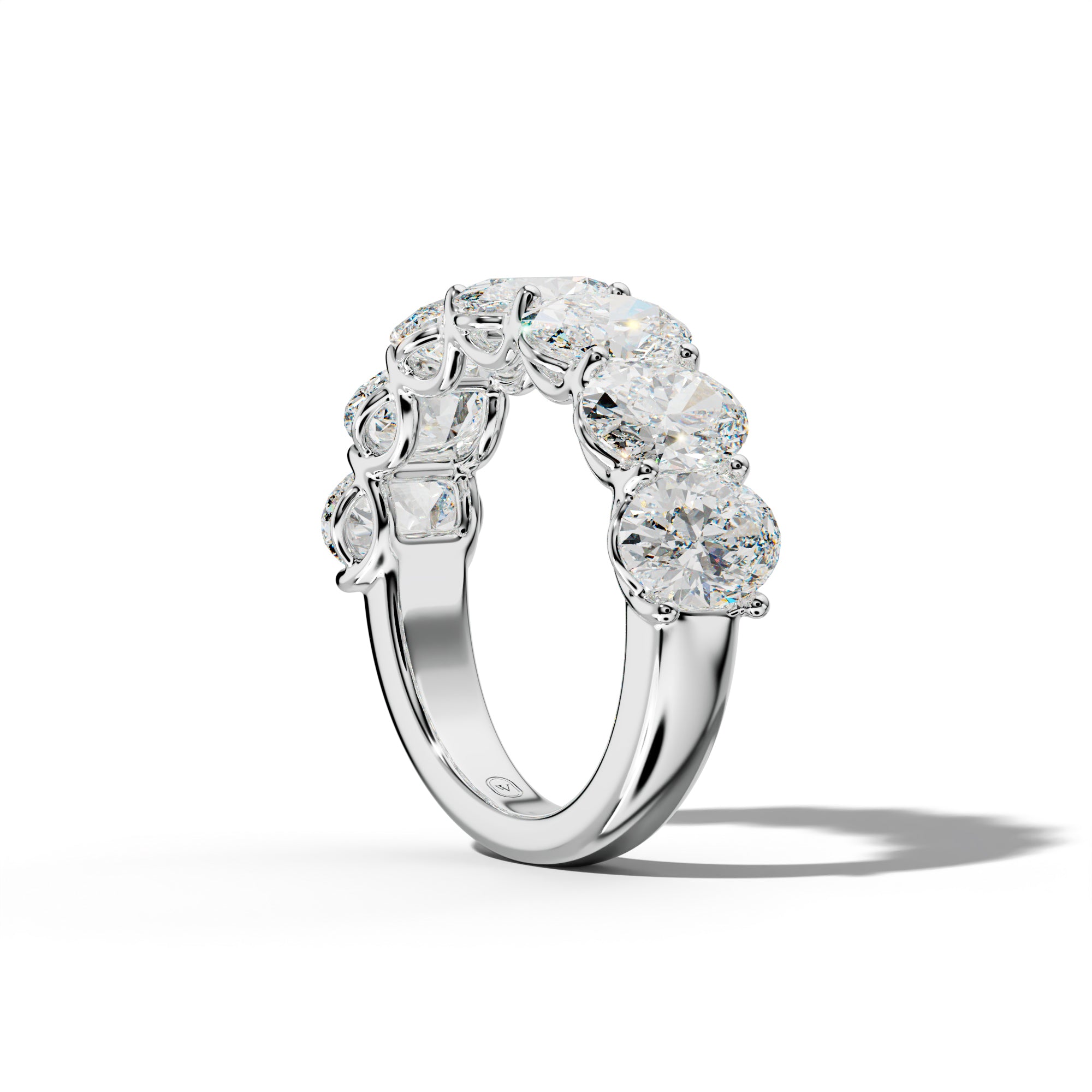 5.0 Carat Oval Diamond Half Anniversary Band U Prong