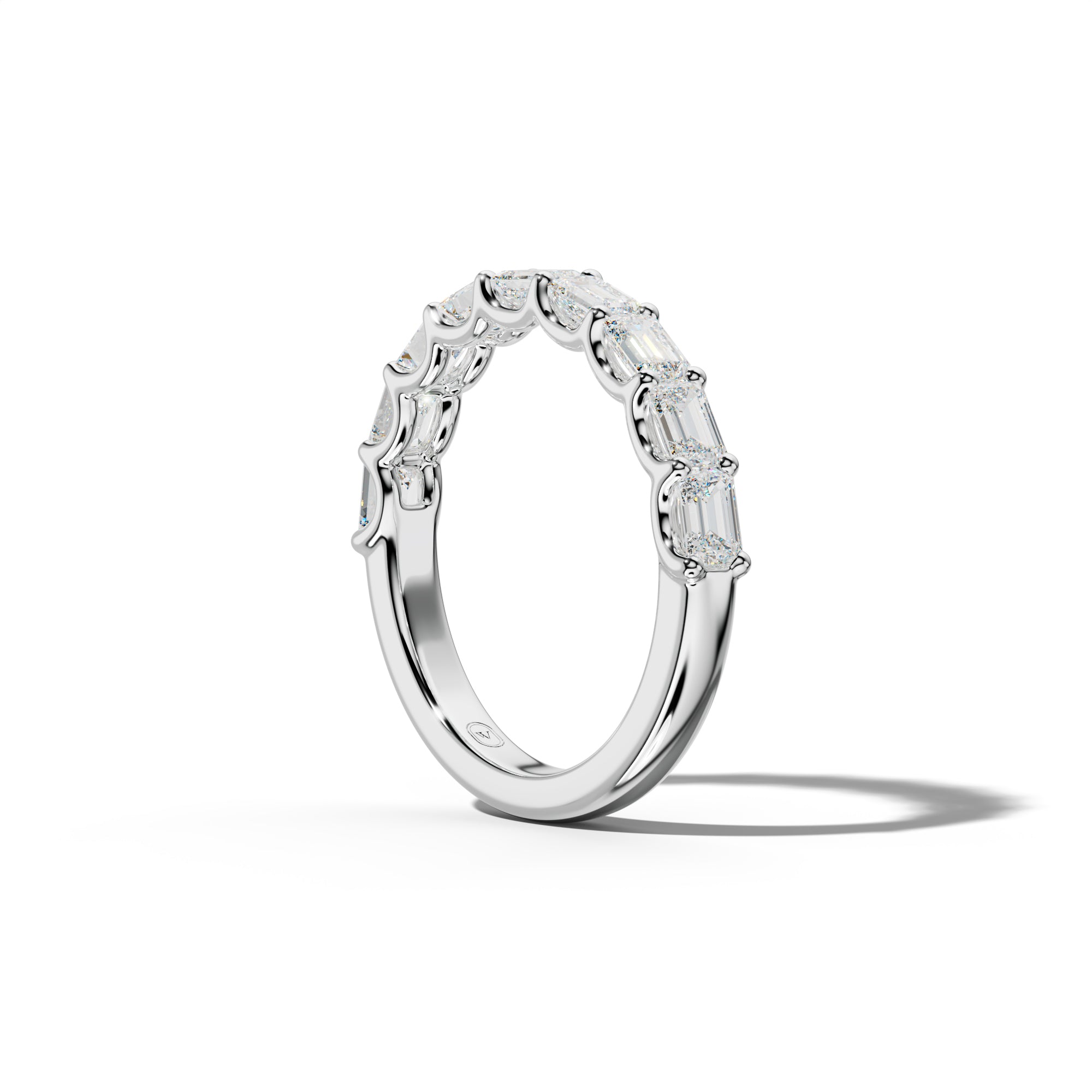 1.0 Carat East West Emerald Diamond Half Anniversary Band U Prong