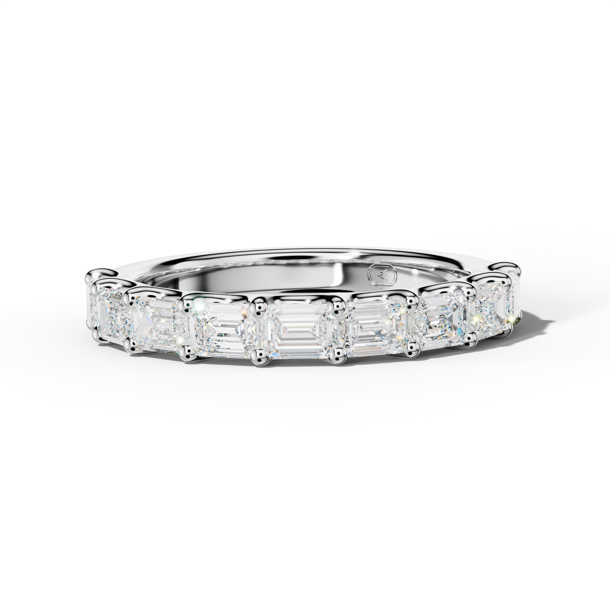 1.0 Carat East West Emerald Diamond Half Anniversary Band U Prong
