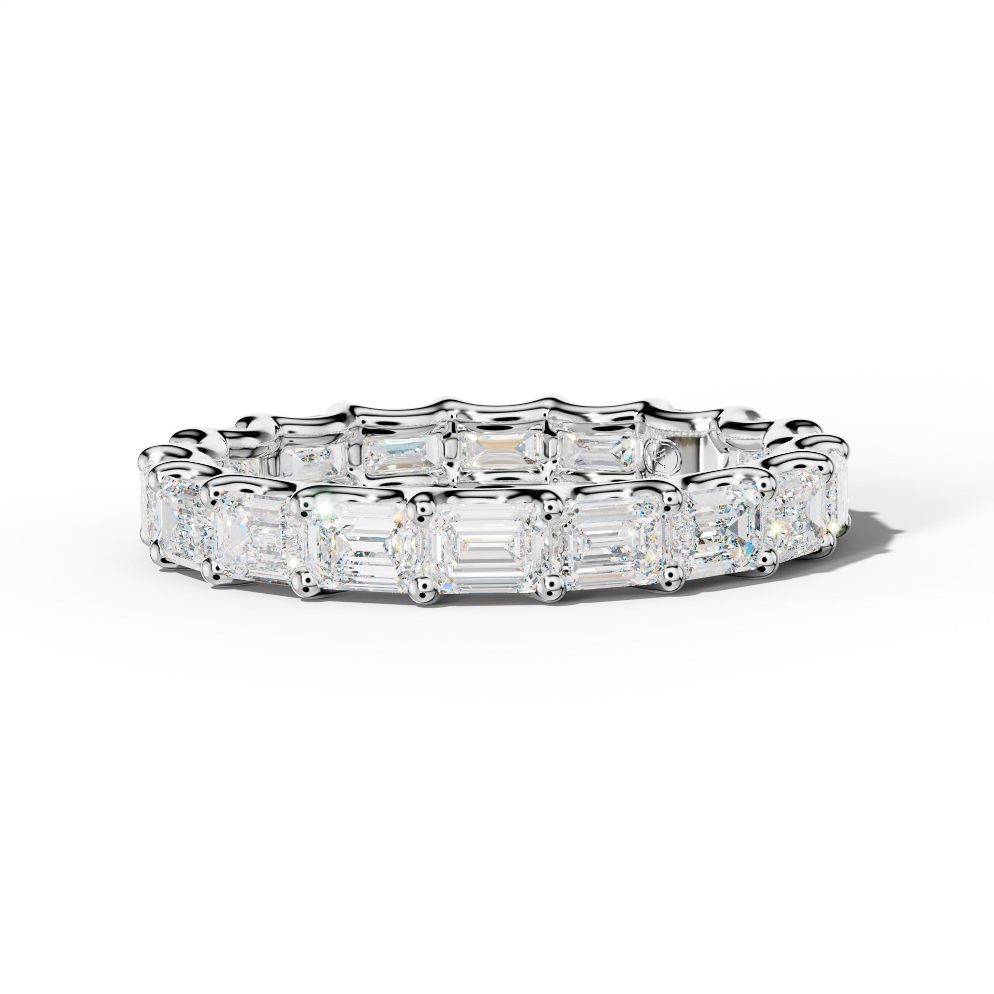 4.0 Carat East West Emerald Diamond Eternity Band U Prong