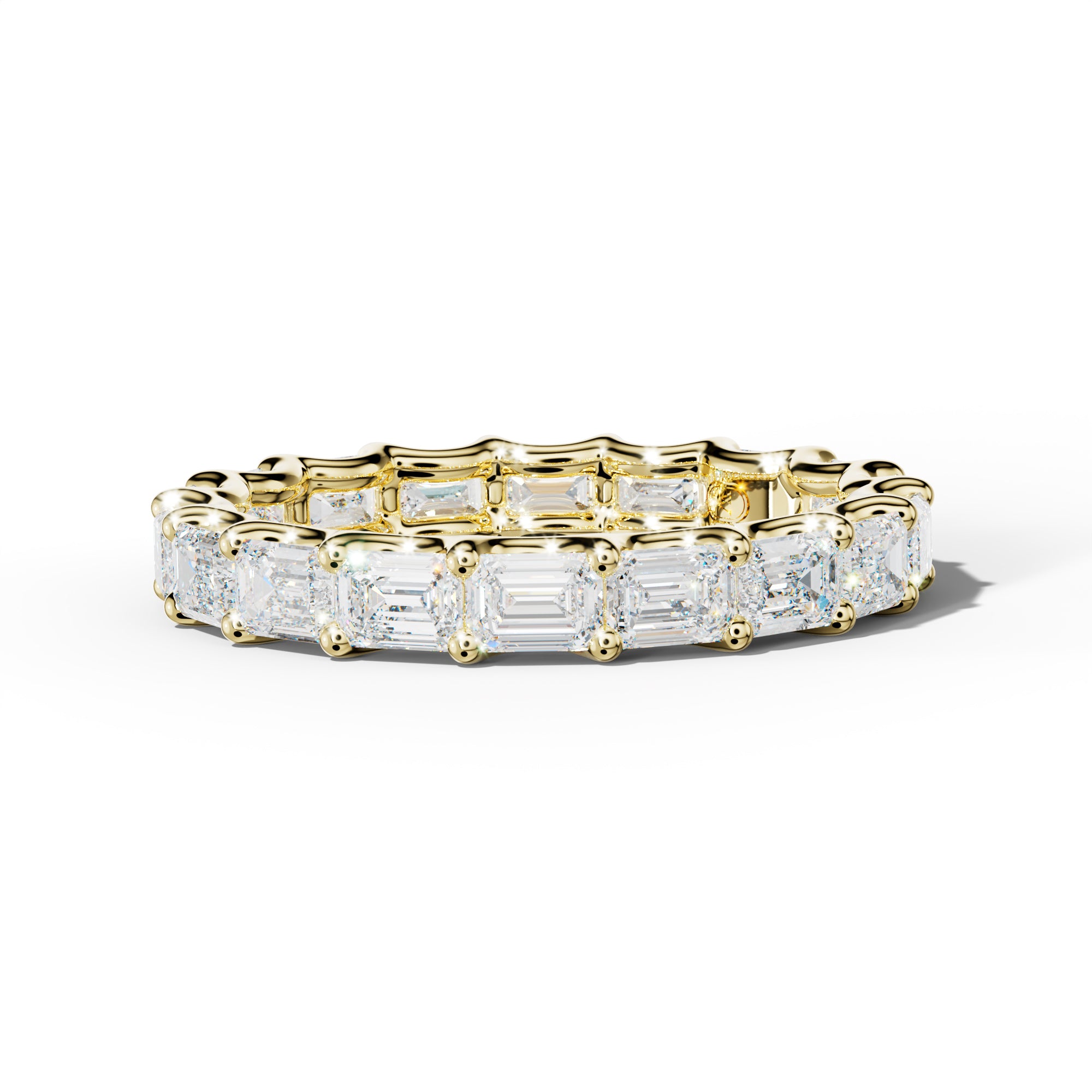 4.0 Carat East West Emerald Diamond Eternity Band U Prong