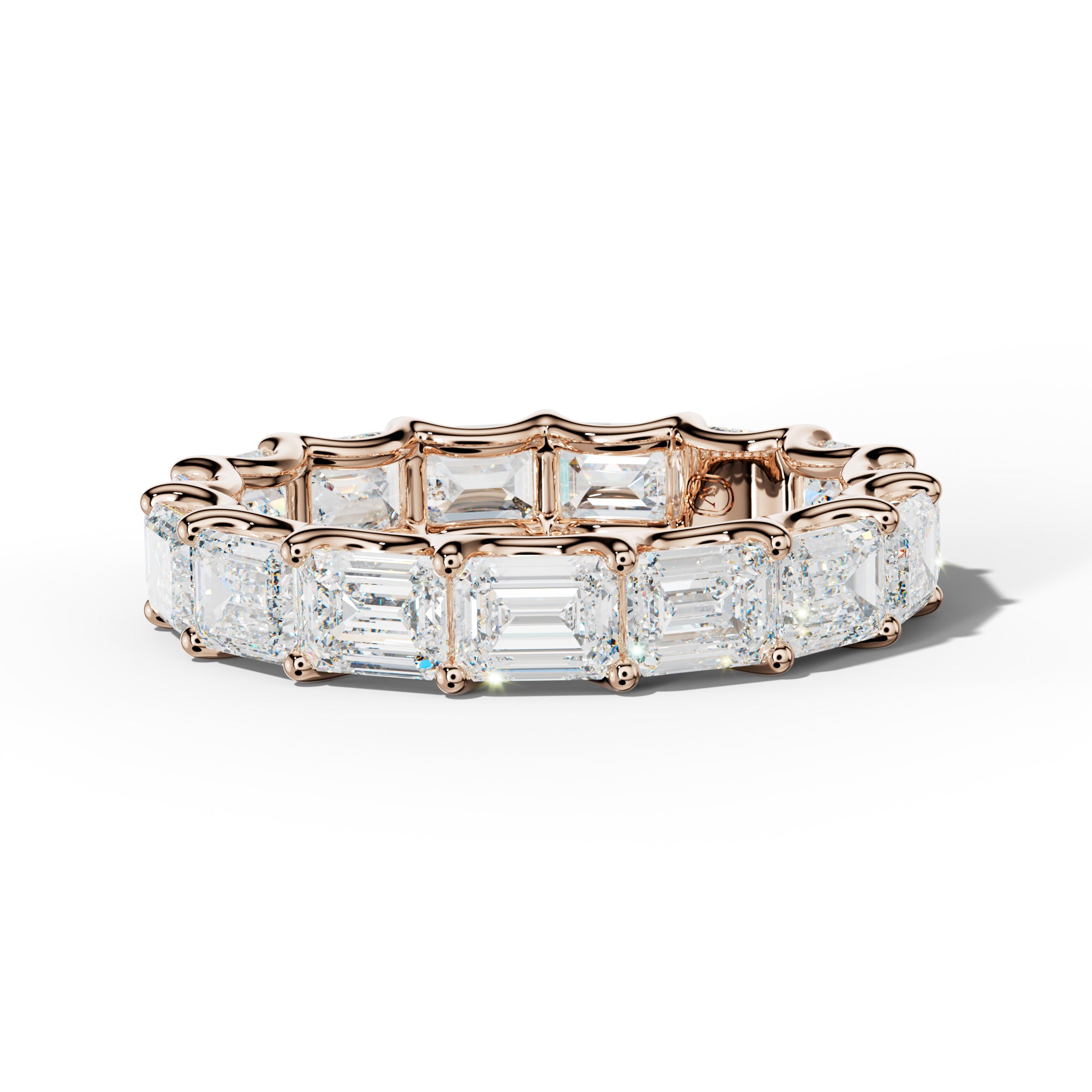 5.0 Carat East West Emerald Diamond Eternity Band U Prong