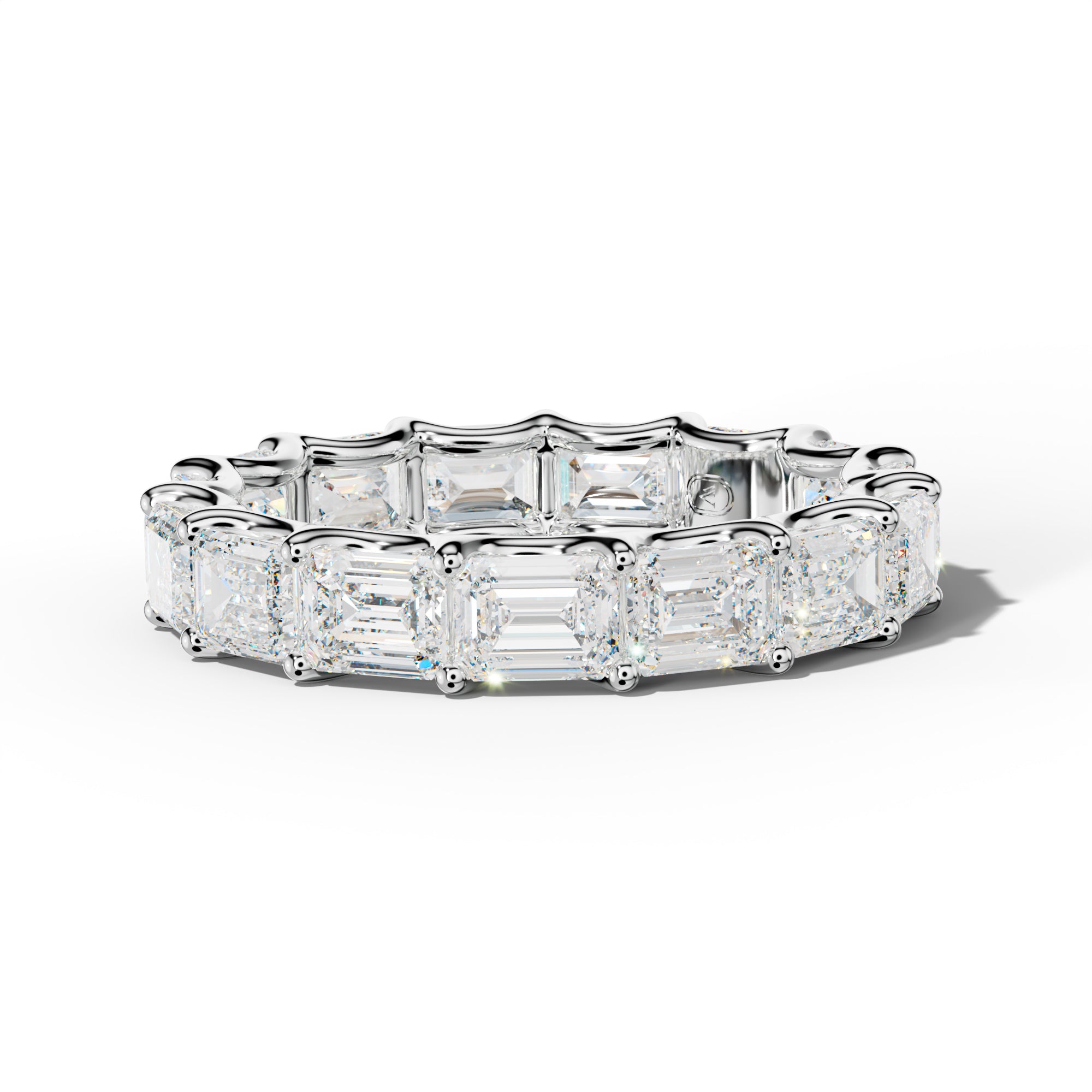 5.0 Carat East West Emerald Diamond Eternity Band U Prong