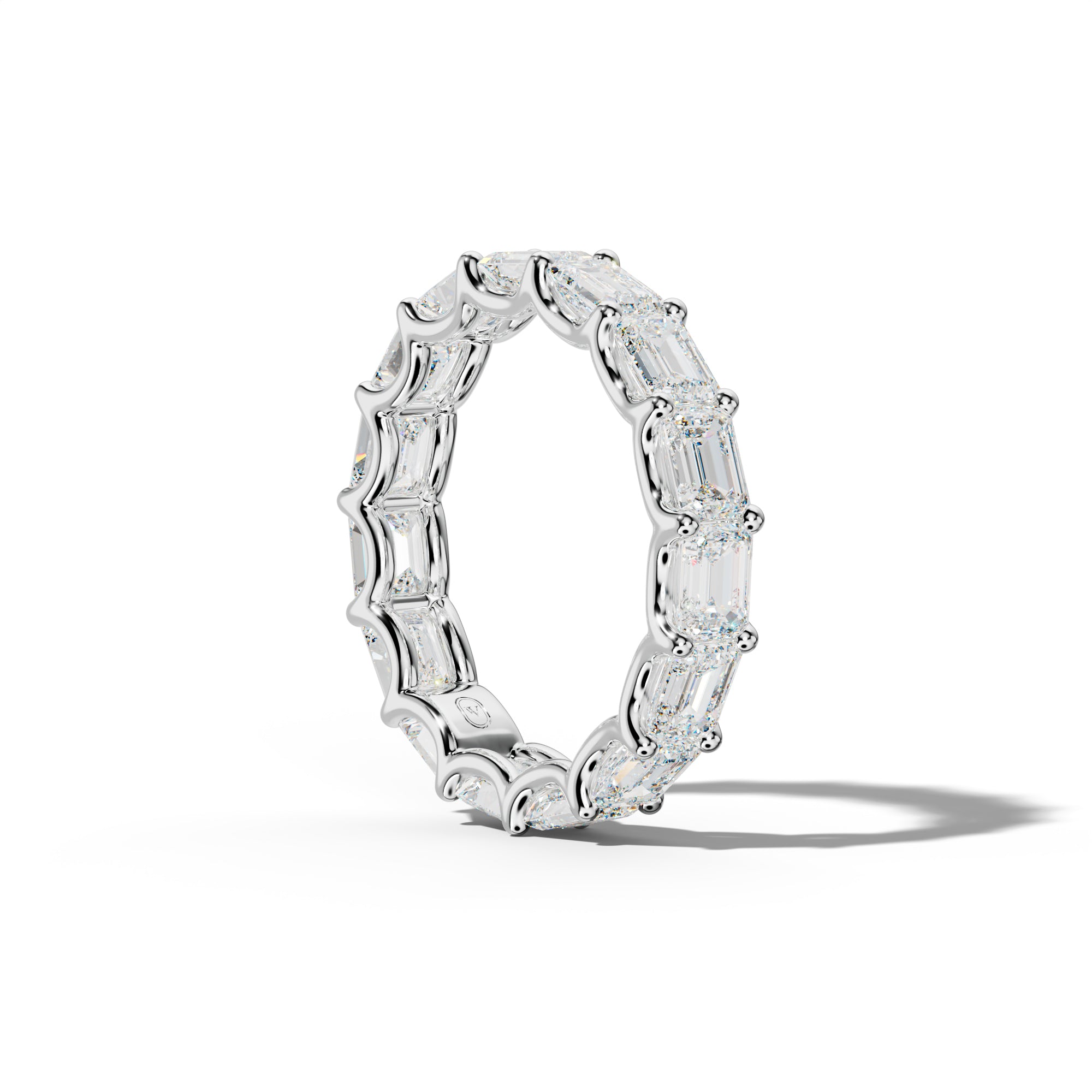 5.0 Carat East West Emerald Diamond Eternity Band U Prong