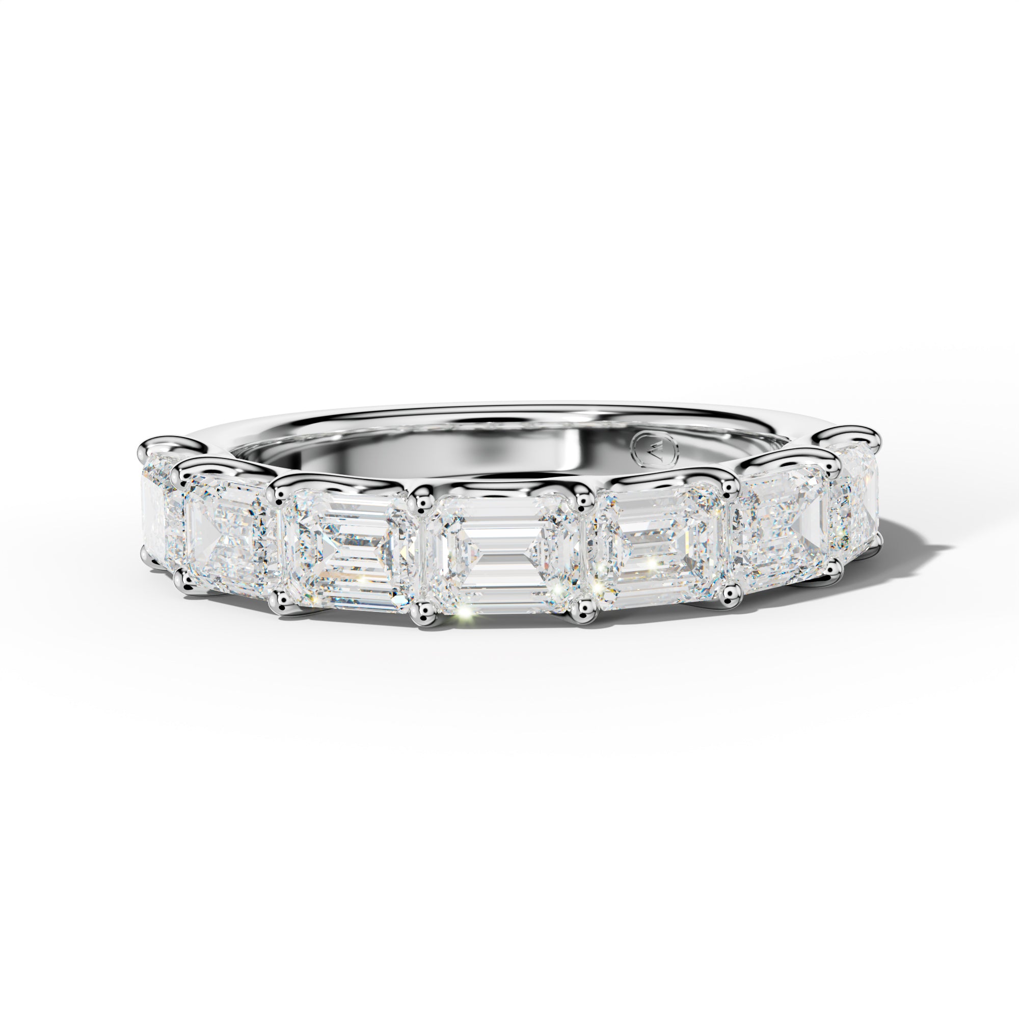 2.0 Carat East West Emerald Diamond Half Anniversary Band U Prong