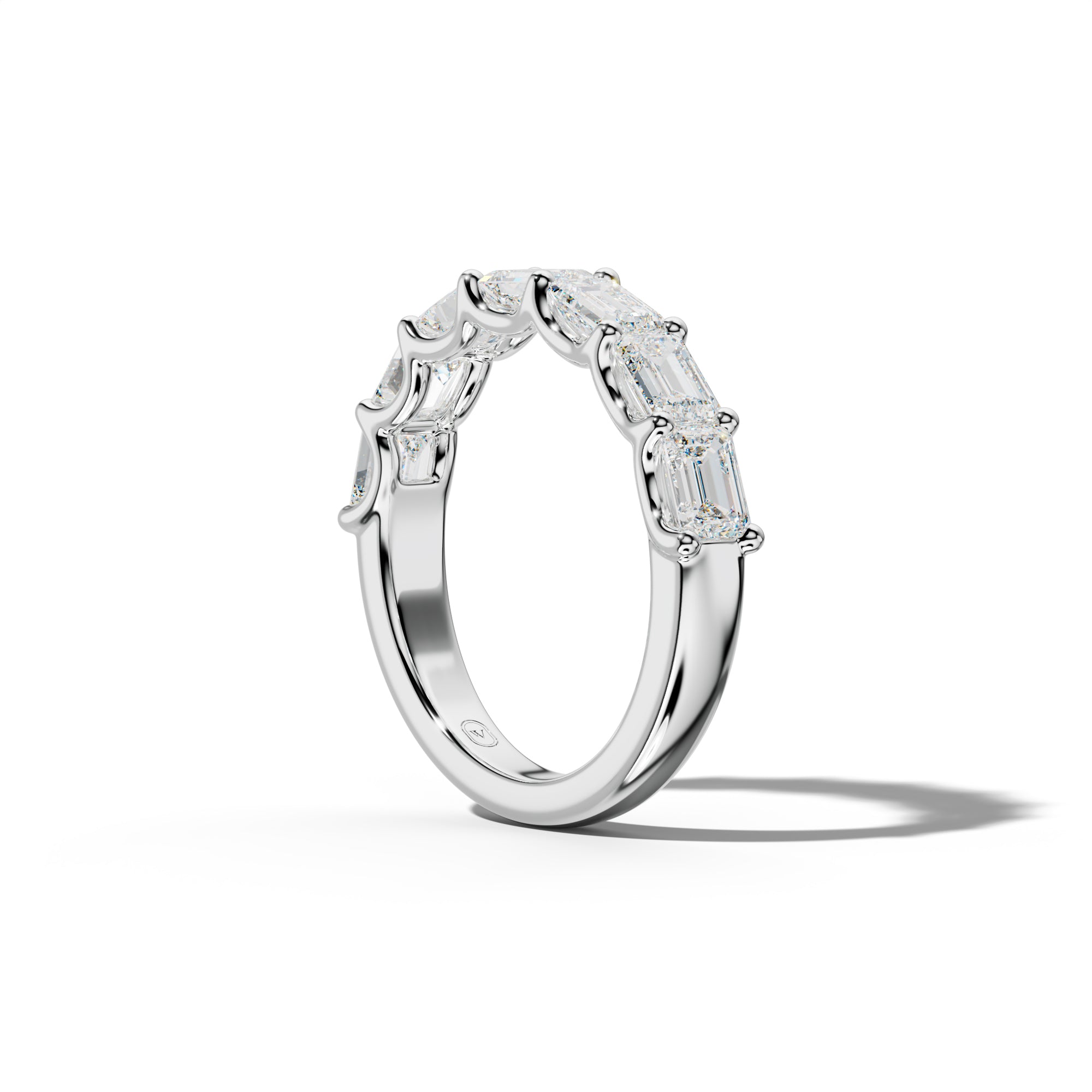 2.0 Carat East West Emerald Diamond Half Anniversary Band U Prong