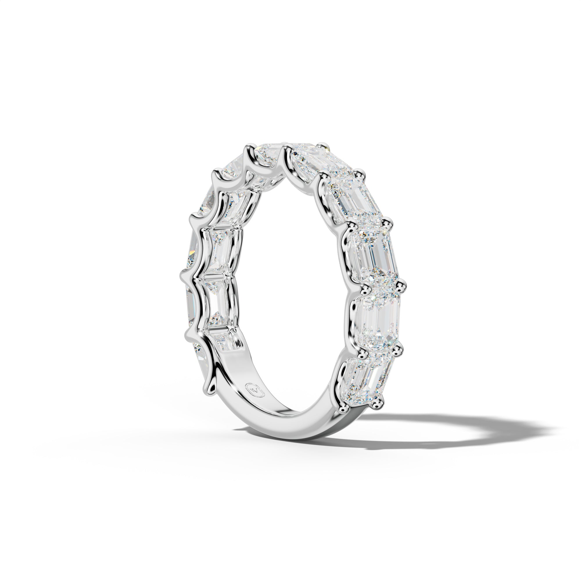 4.0 Carat East West Emerald Diamond 3/4 Anniversary Band U Prong