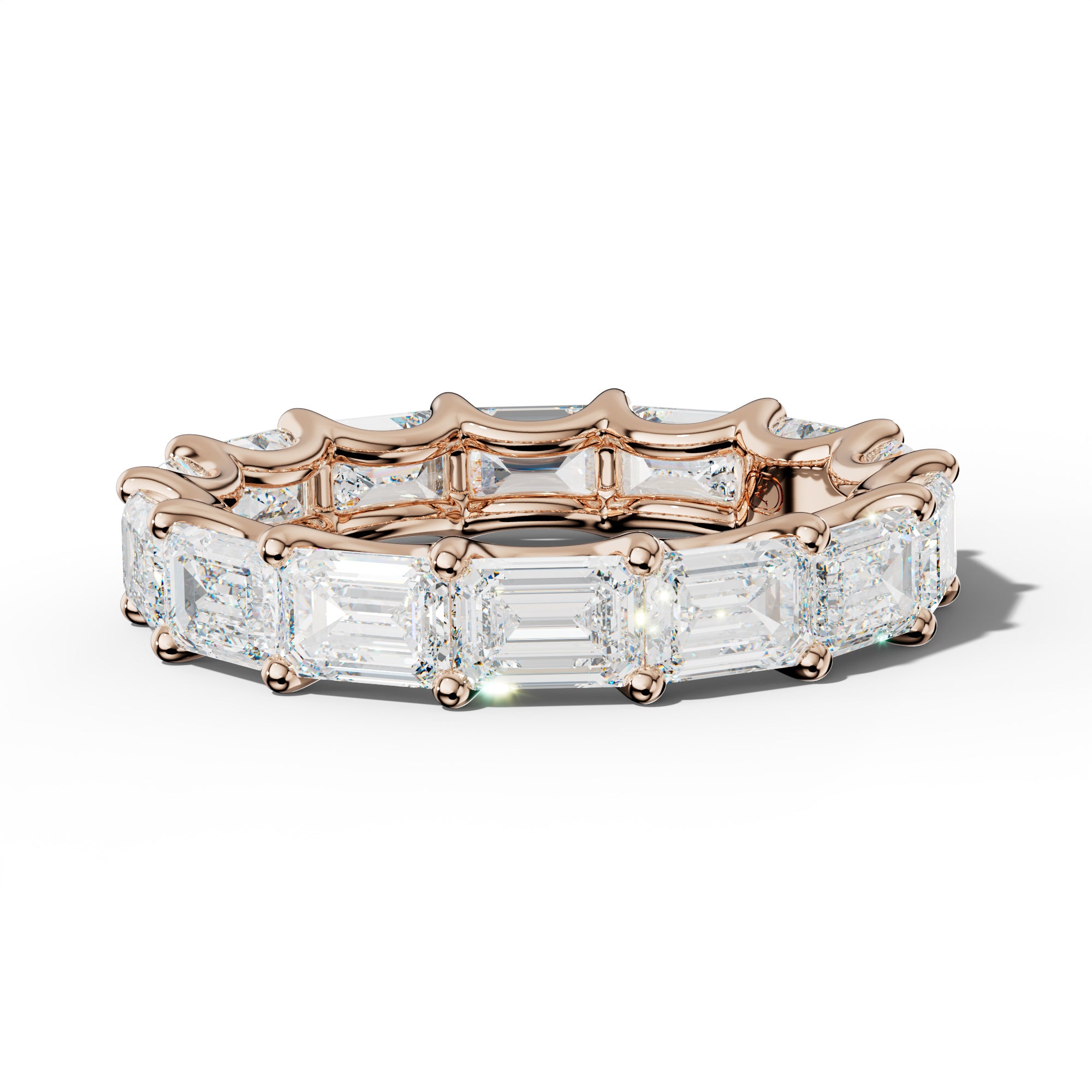 6.0 Carat East West Emerald Diamond Eternity Band U Prong