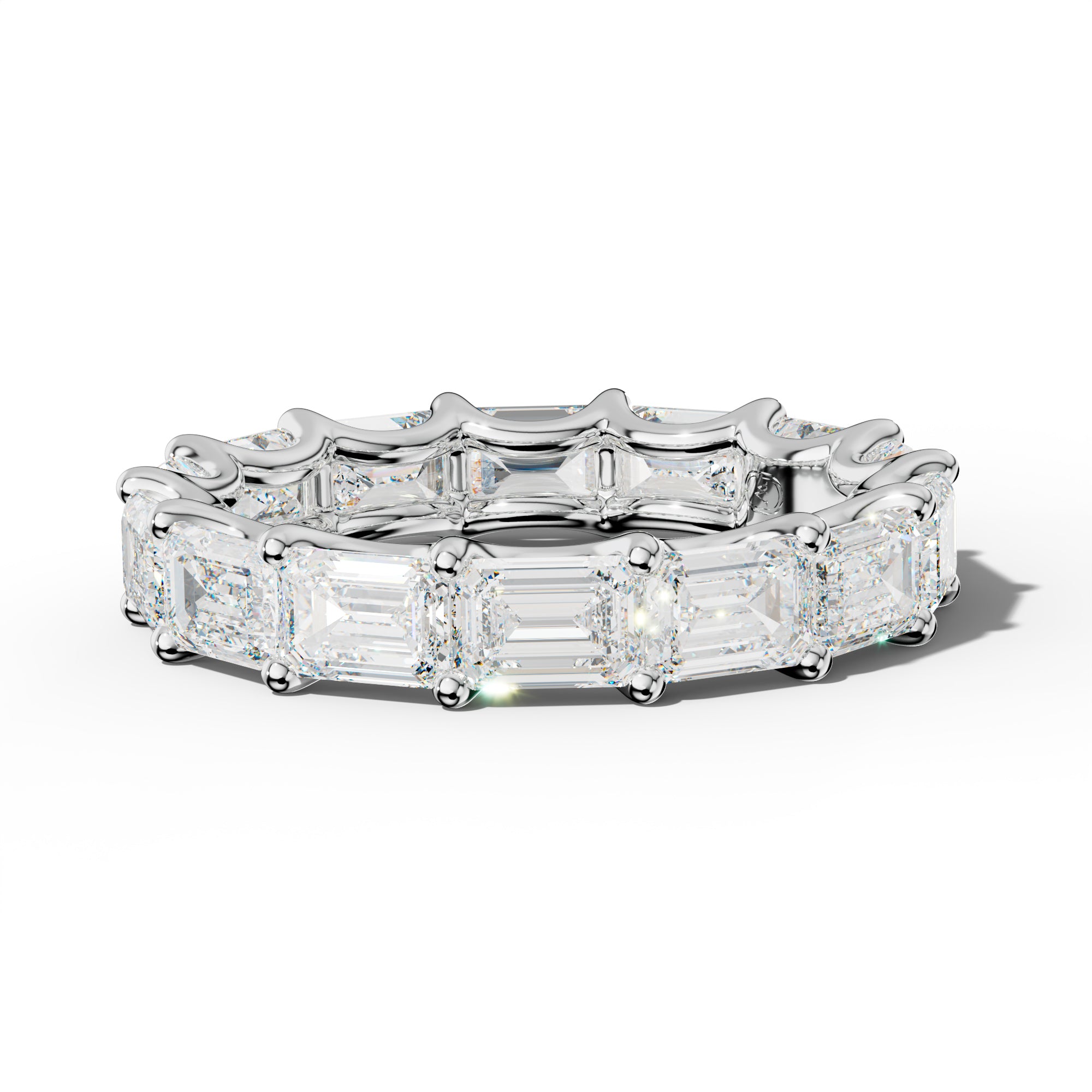 6.0 Carat East West Emerald Diamond Eternity Band U Prong