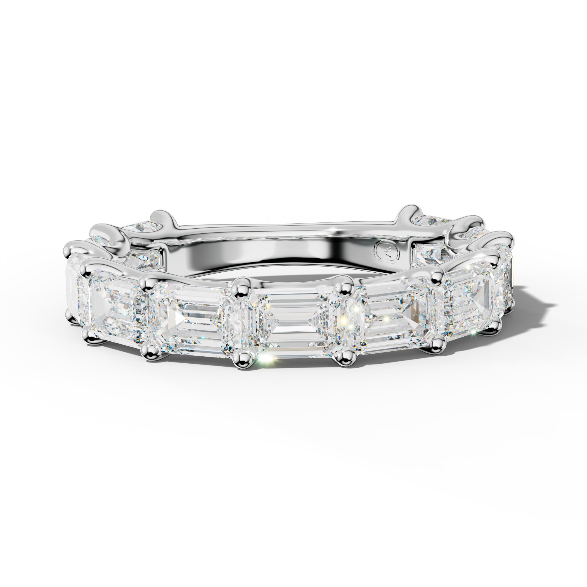 5.0 Carat East West Emerald Diamond 3/4 Anniversary Band U Prong