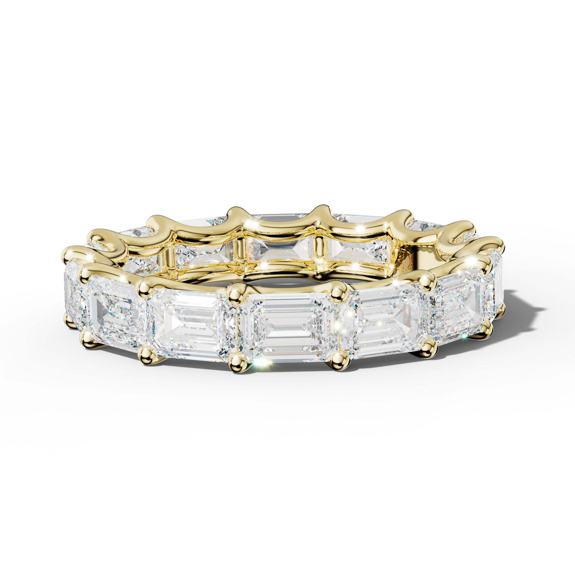 6.0 Carat East West Emerald Diamond Eternity Band U Prong